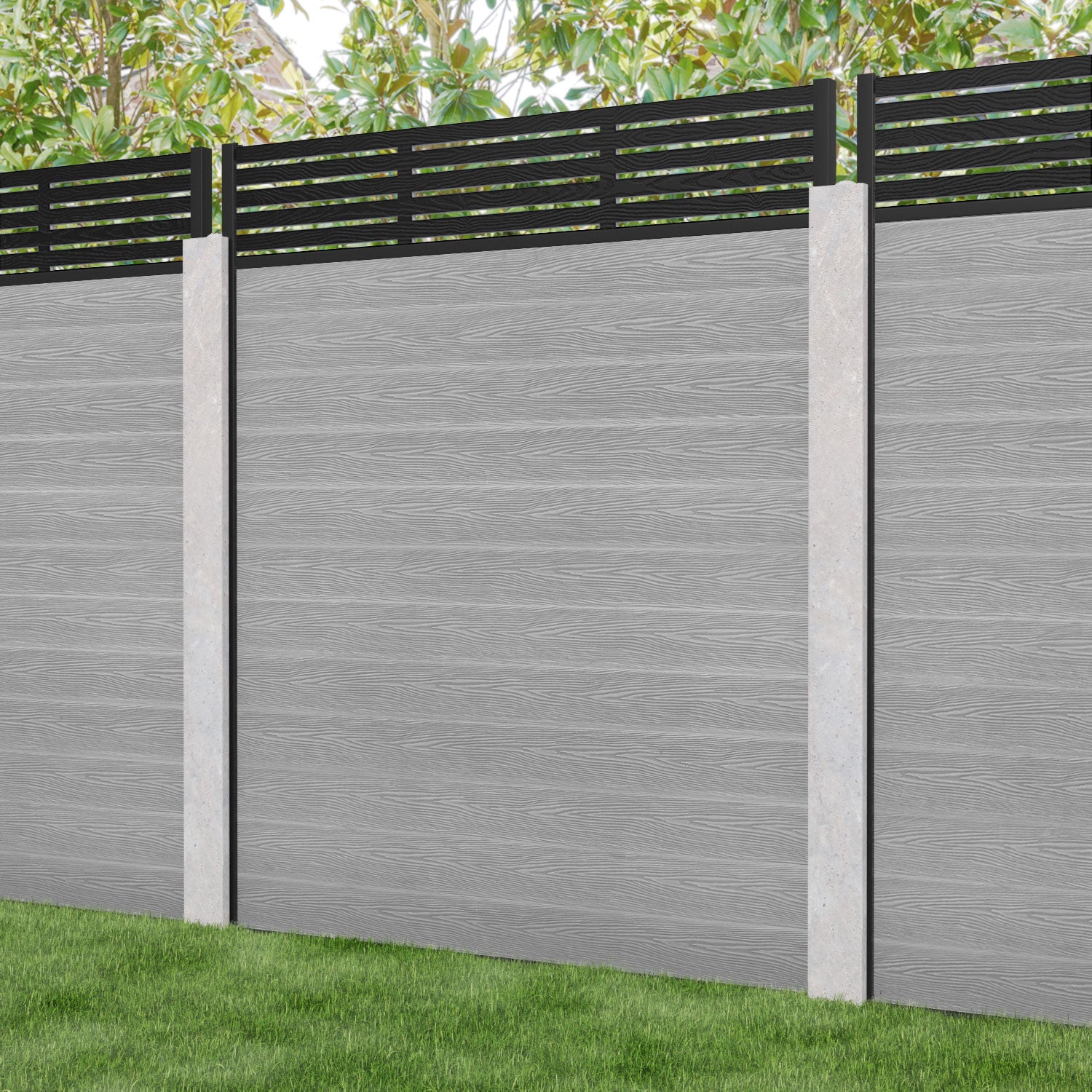 Classic Aspen Fence Panel - Light Grey - for existing concrete posts