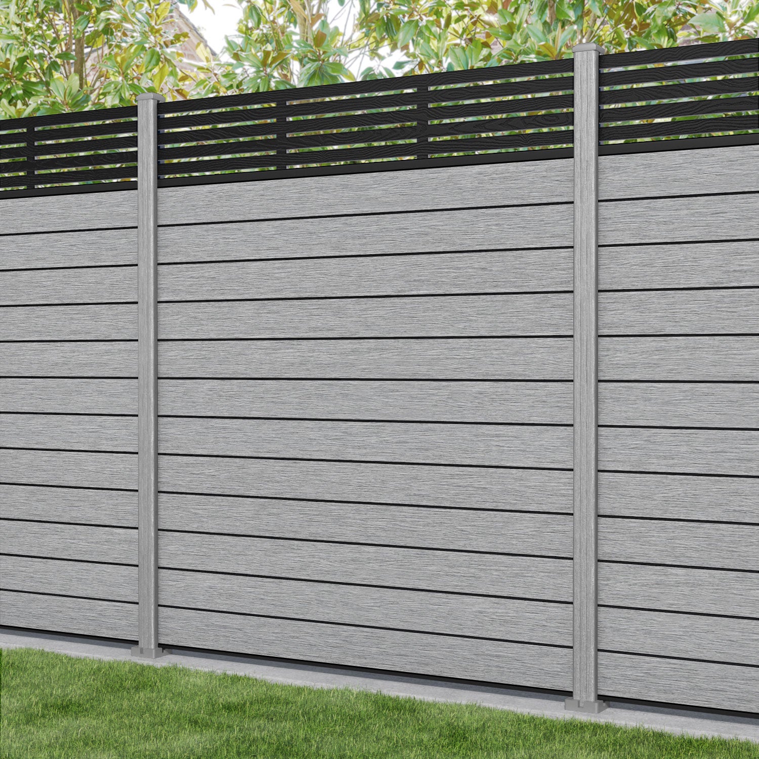 Fusion Aspen Fence Panel - Light Grey - with our composite posts