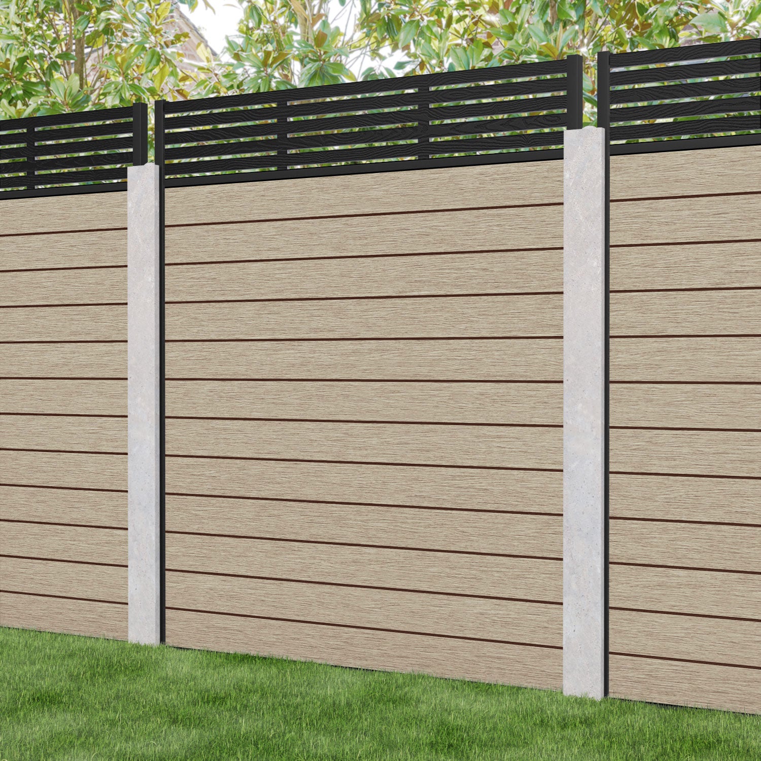 Fusion Aspen Fence Panel - Light Oak - for existing concrete posts