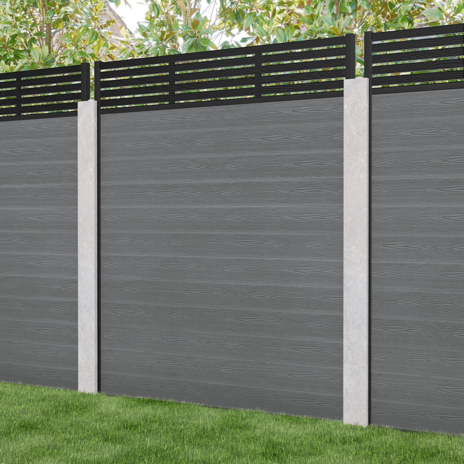 Classic Aspen Fence Panel - Mid Grey - for existing concrete posts
