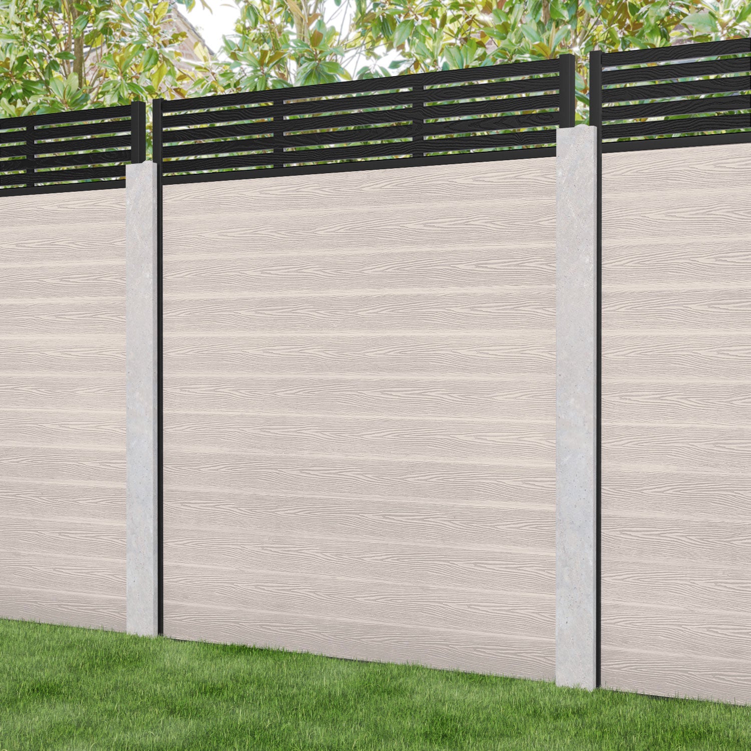 Classic Aspen Fence Panel - Mid Stone - for existing concrete posts