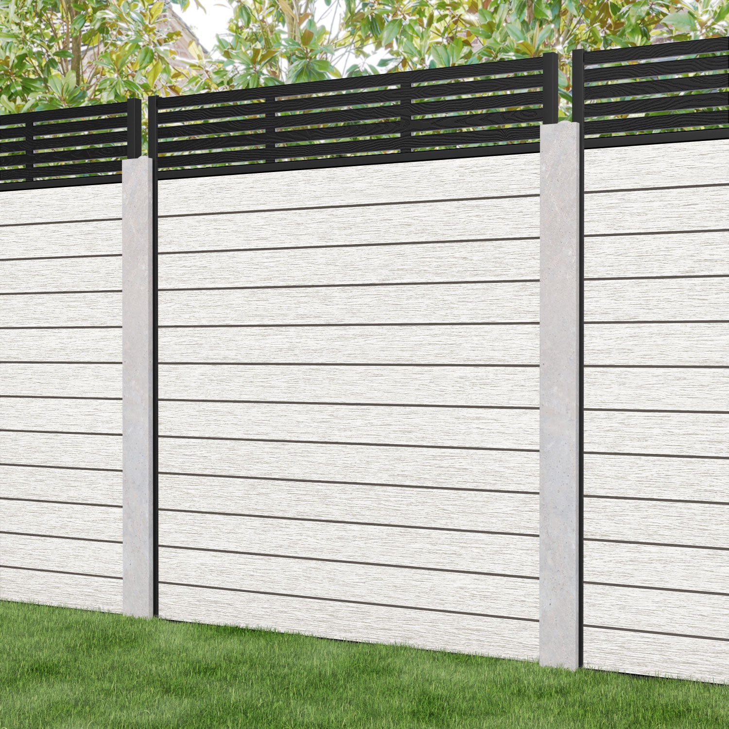Fusion Aspen Fence Panel - Light Stone - for existing concrete posts