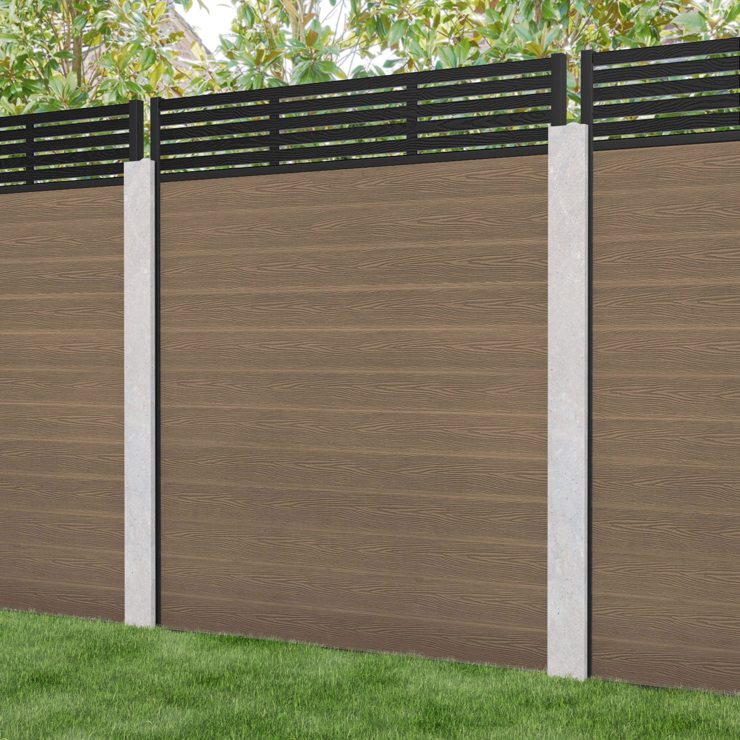 Classic Aspen Fence Panel - Teak - for existing concrete posts