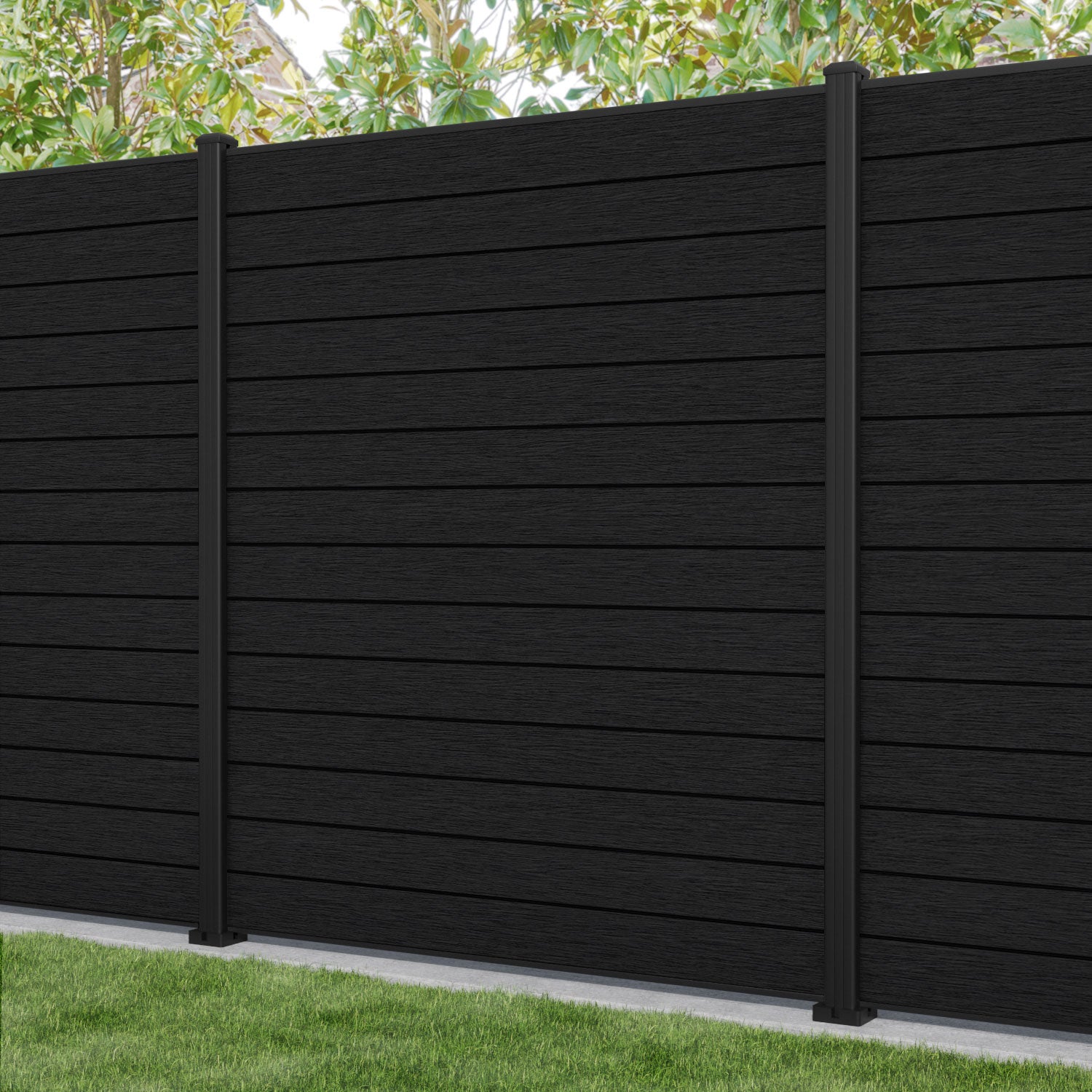 Fusion Fence Panel - Black - with our aluminium posts