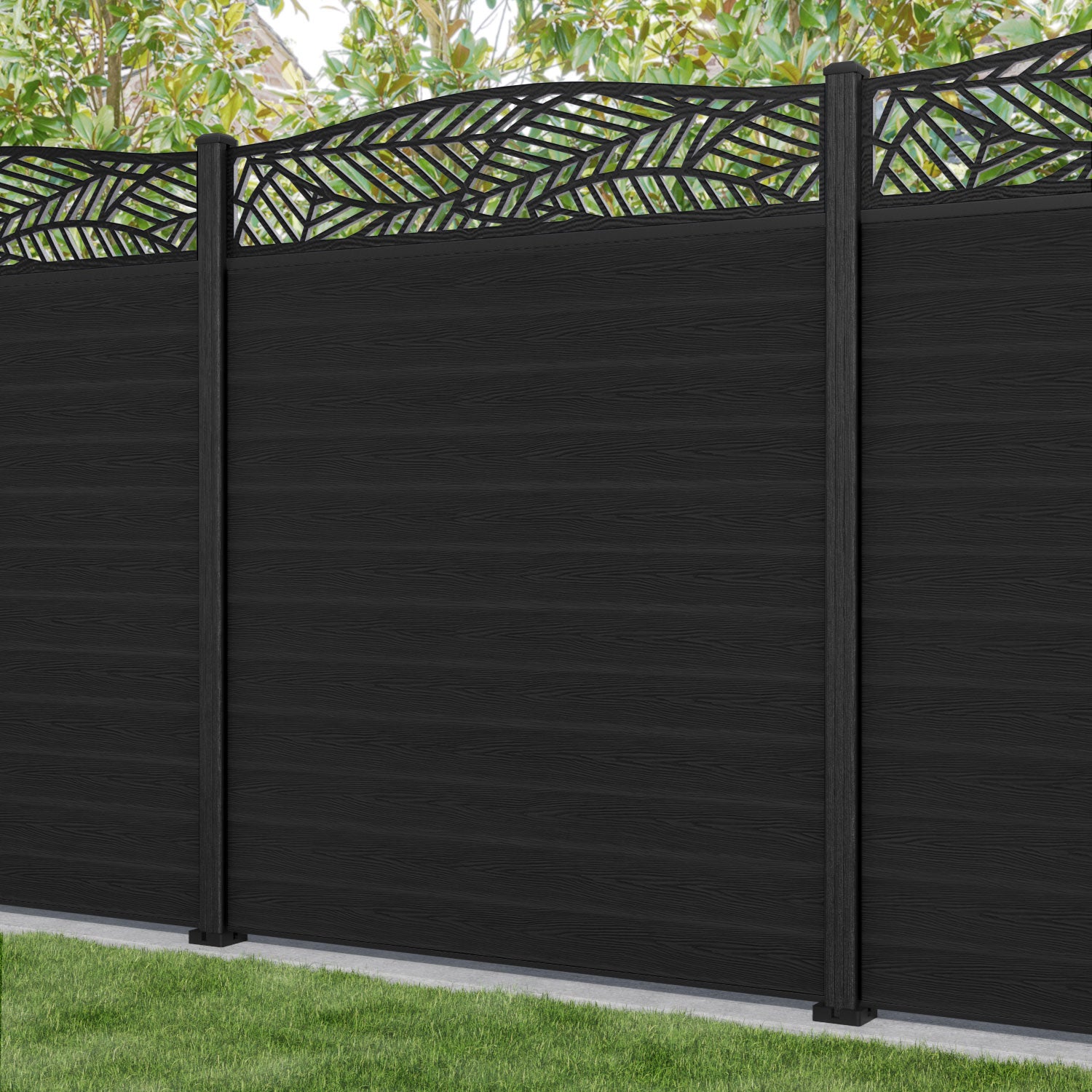 Classic Habitat Curved Top Fence Panel - Black - with our composite posts