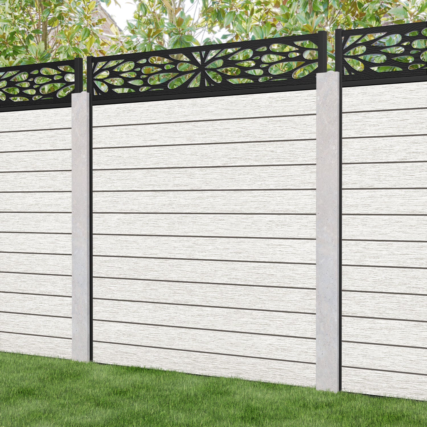Fusion Blossom Fence Panel - Light Stone - for existing concrete posts