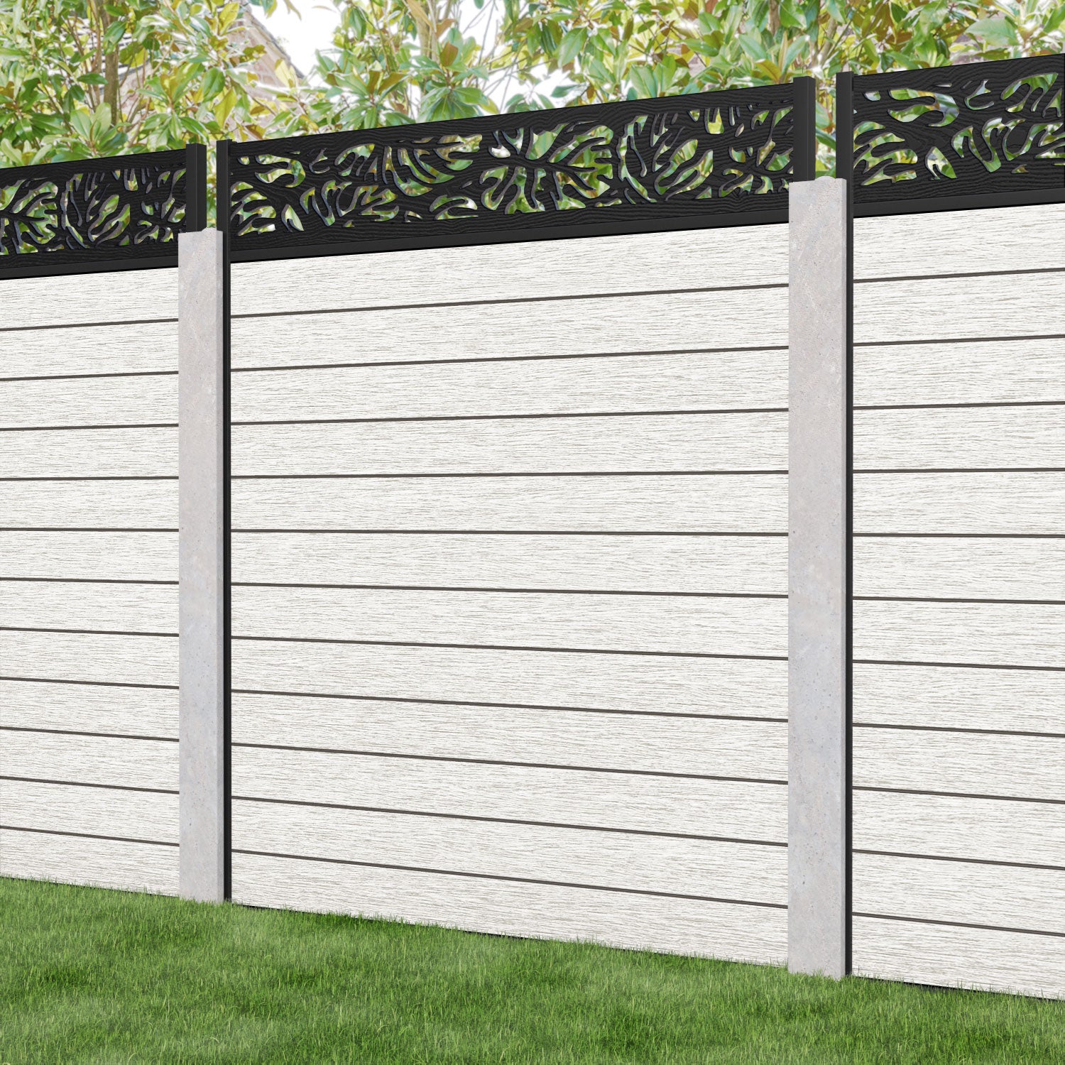 Fusion Botanic Fence Panel - Light Stone - for existing concrete posts
