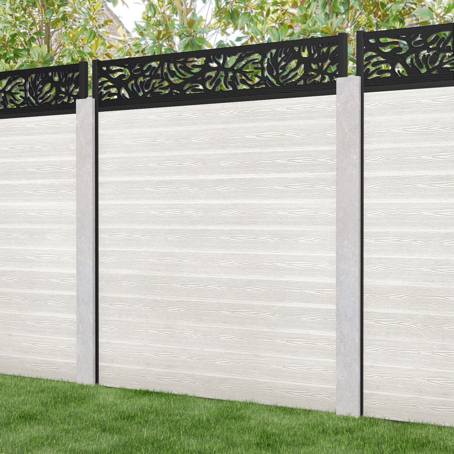 Classic Botanic Fence Panel - Light Stone - for existing concrete posts