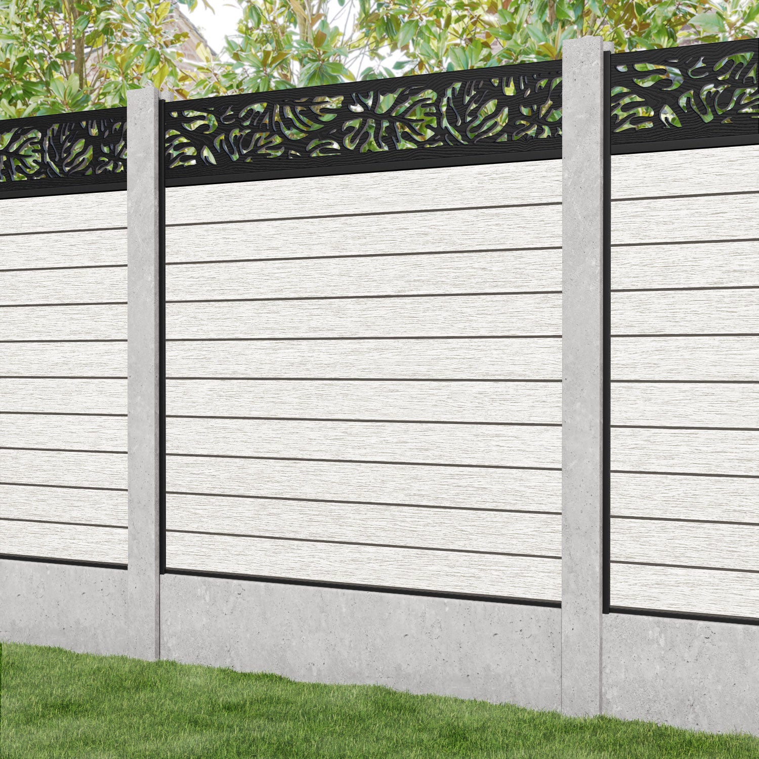 Fusion Botanic Fence Panel - Light Stone - for existing concrete posts