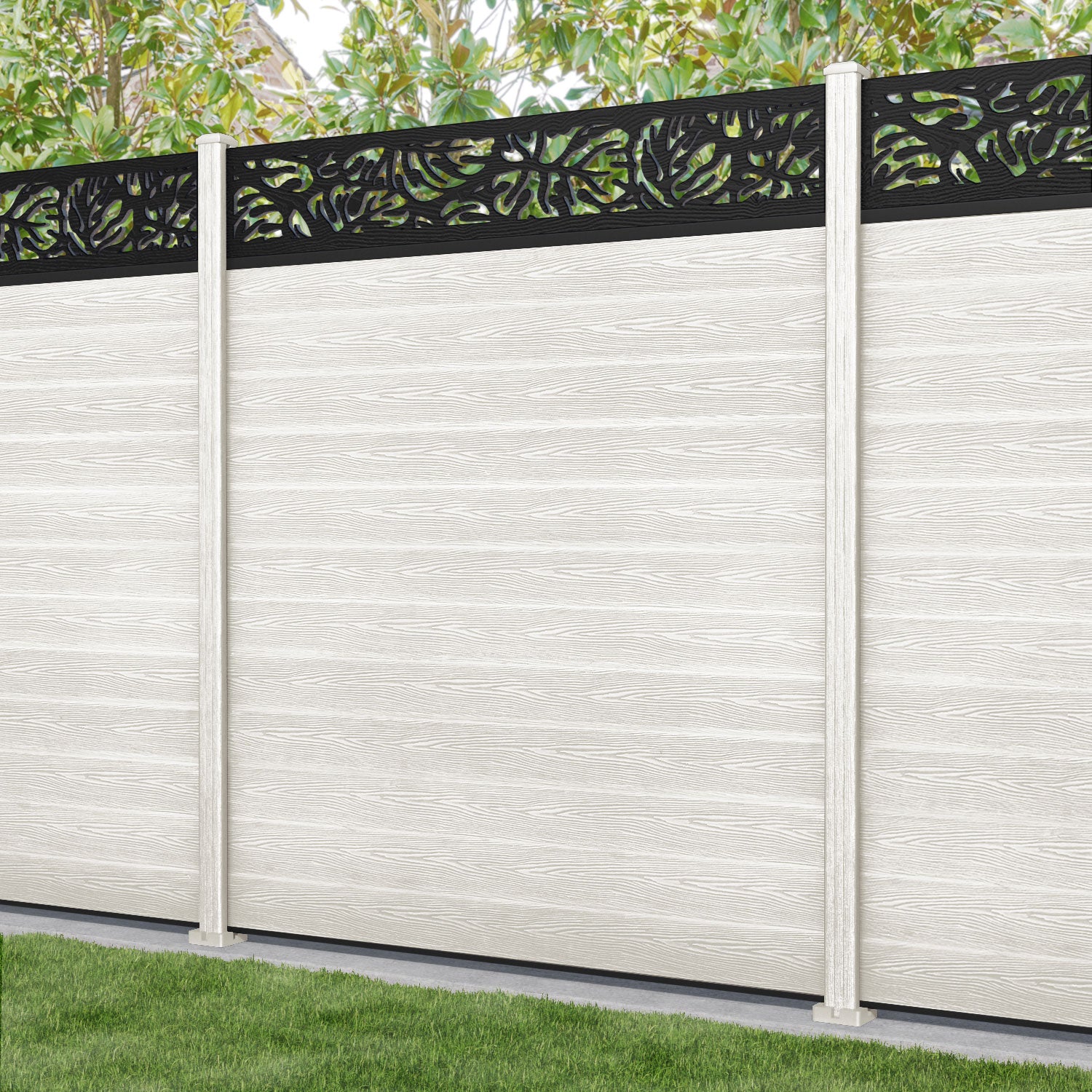 Classic Botanic Fence Panel - Light Stone - with our composite posts