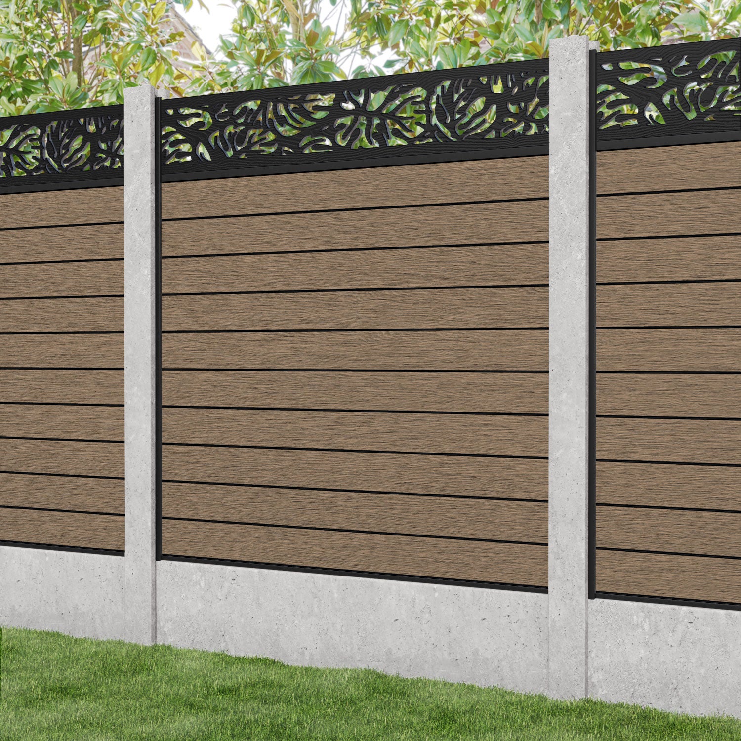 Fusion Botanic Fence Panel - Teak - for existing concrete posts