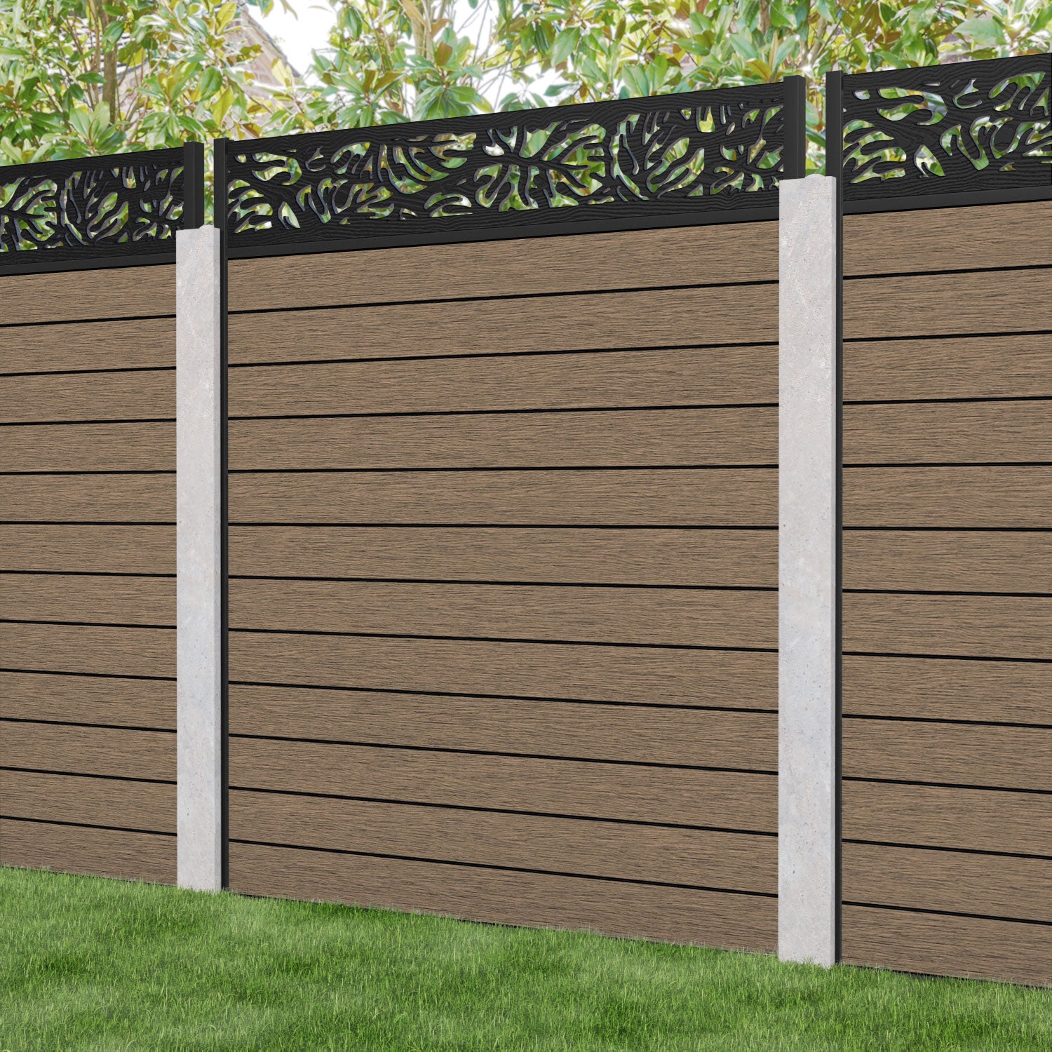 Fusion Botanic Fence Panel - Teak - for existing concrete posts