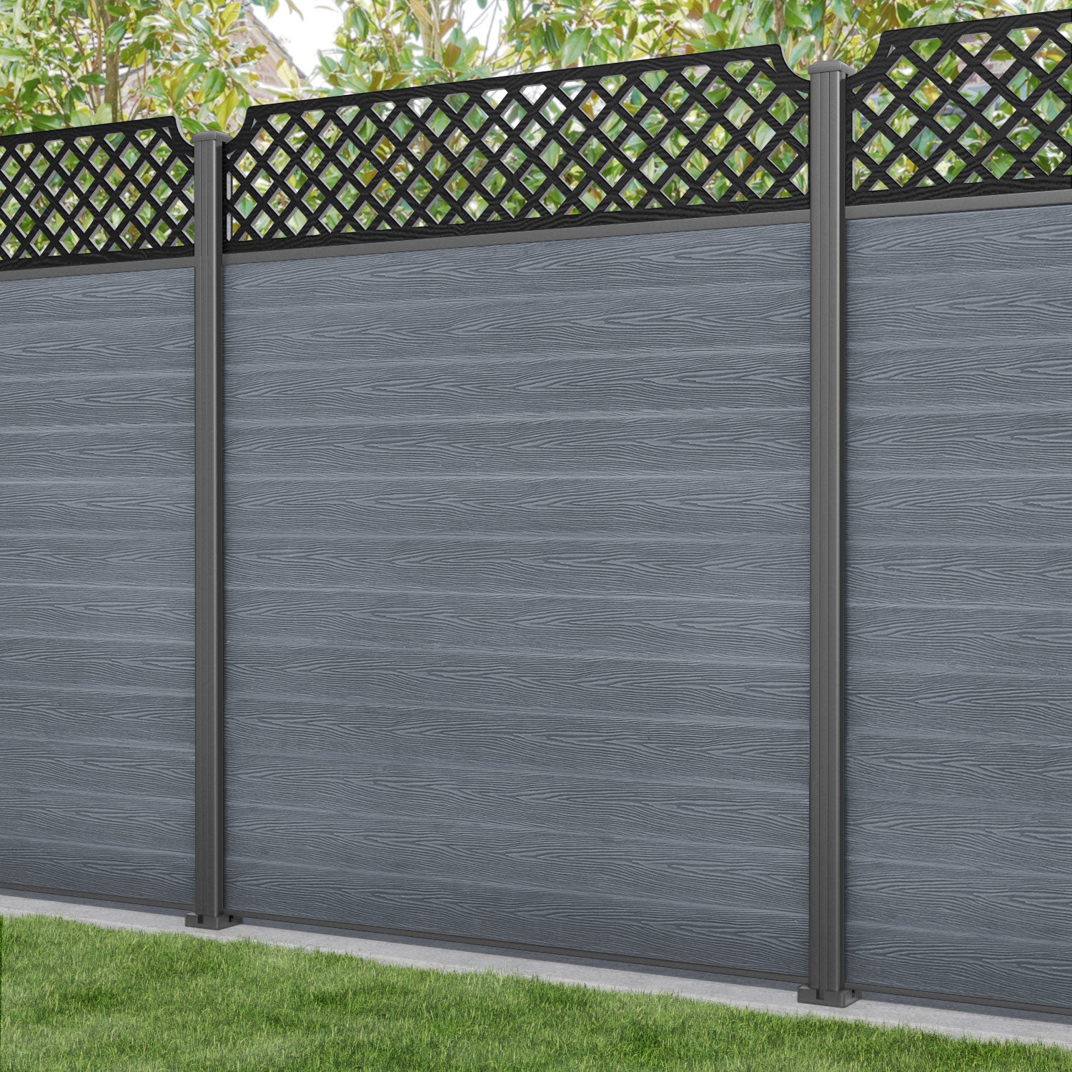 Classic Regal Hive Fence Panel - Anthracite - with our aluminium posts