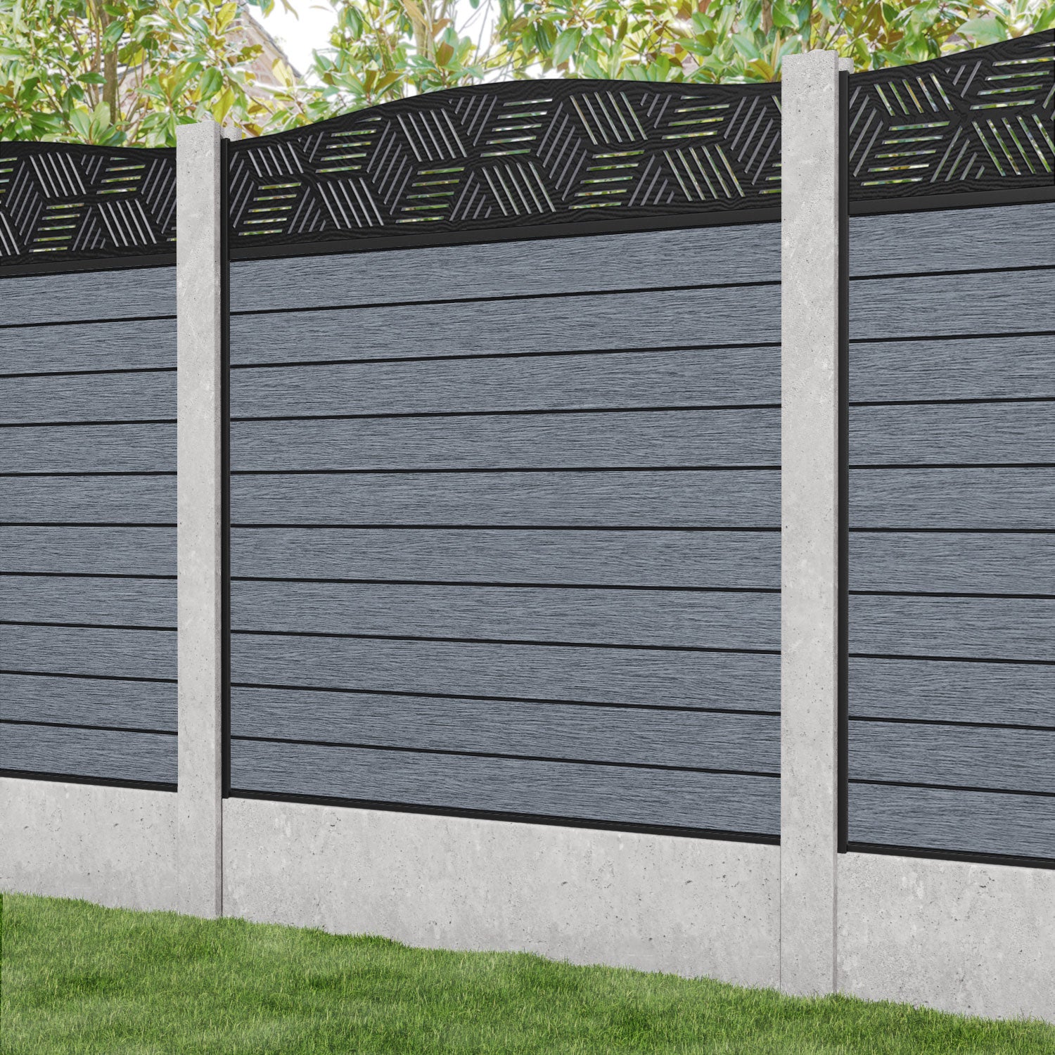 Fusion Cubed Curved Top Fence Panel - Anthracite - for existing concrete posts