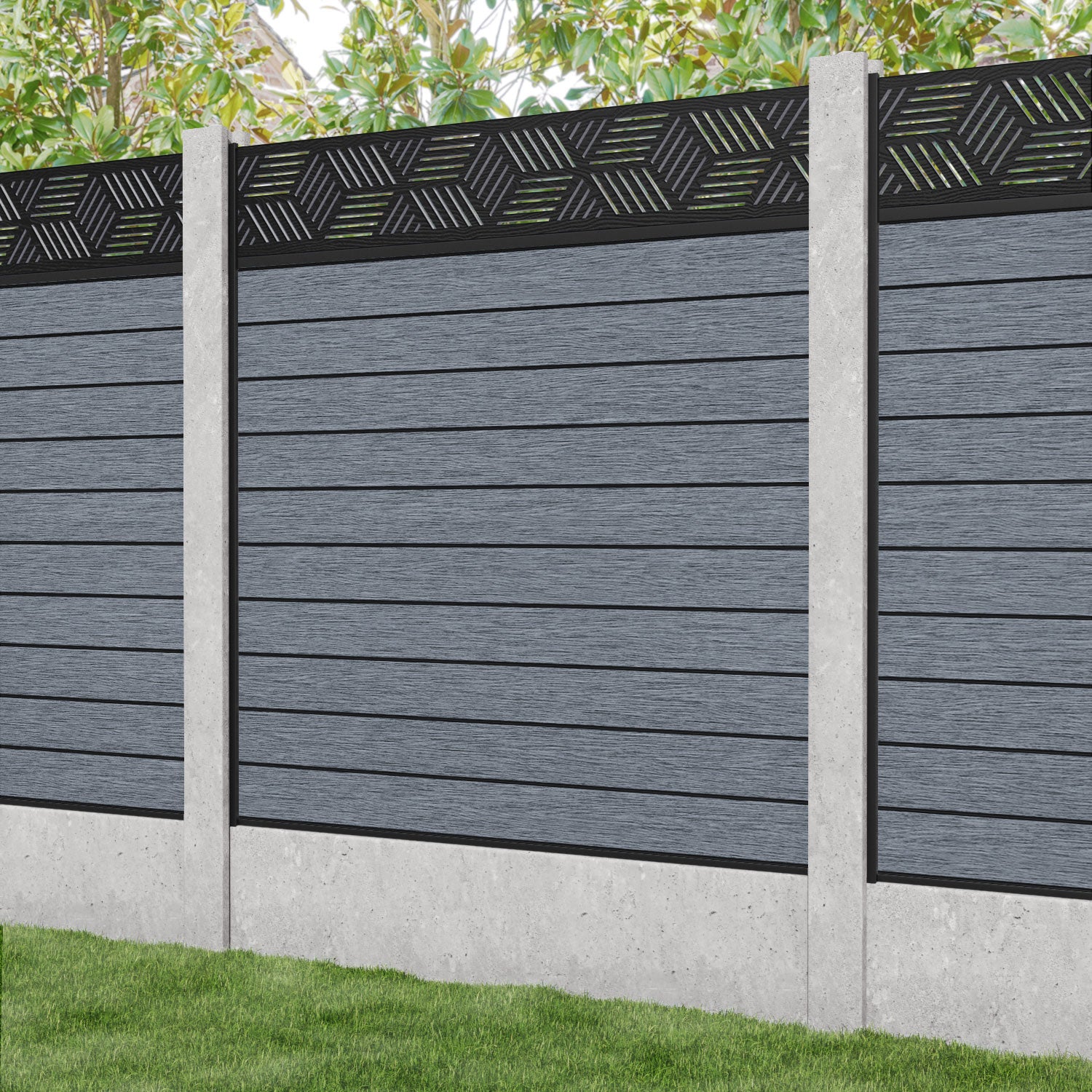 Fusion Cubed Fence Panel - Anthracite - for existing concrete posts