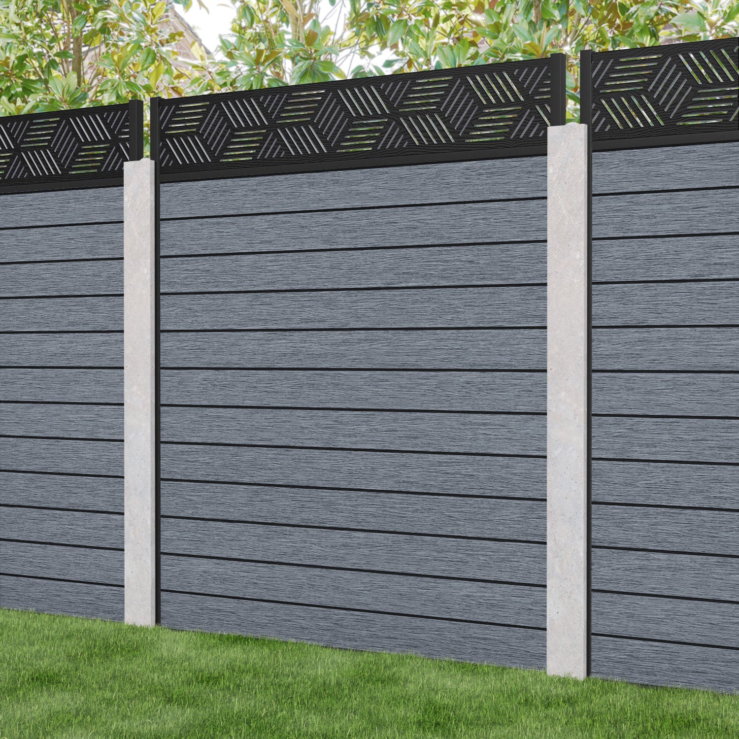Fusion Cubed Fence Panel - Anthracite - for existing concrete posts