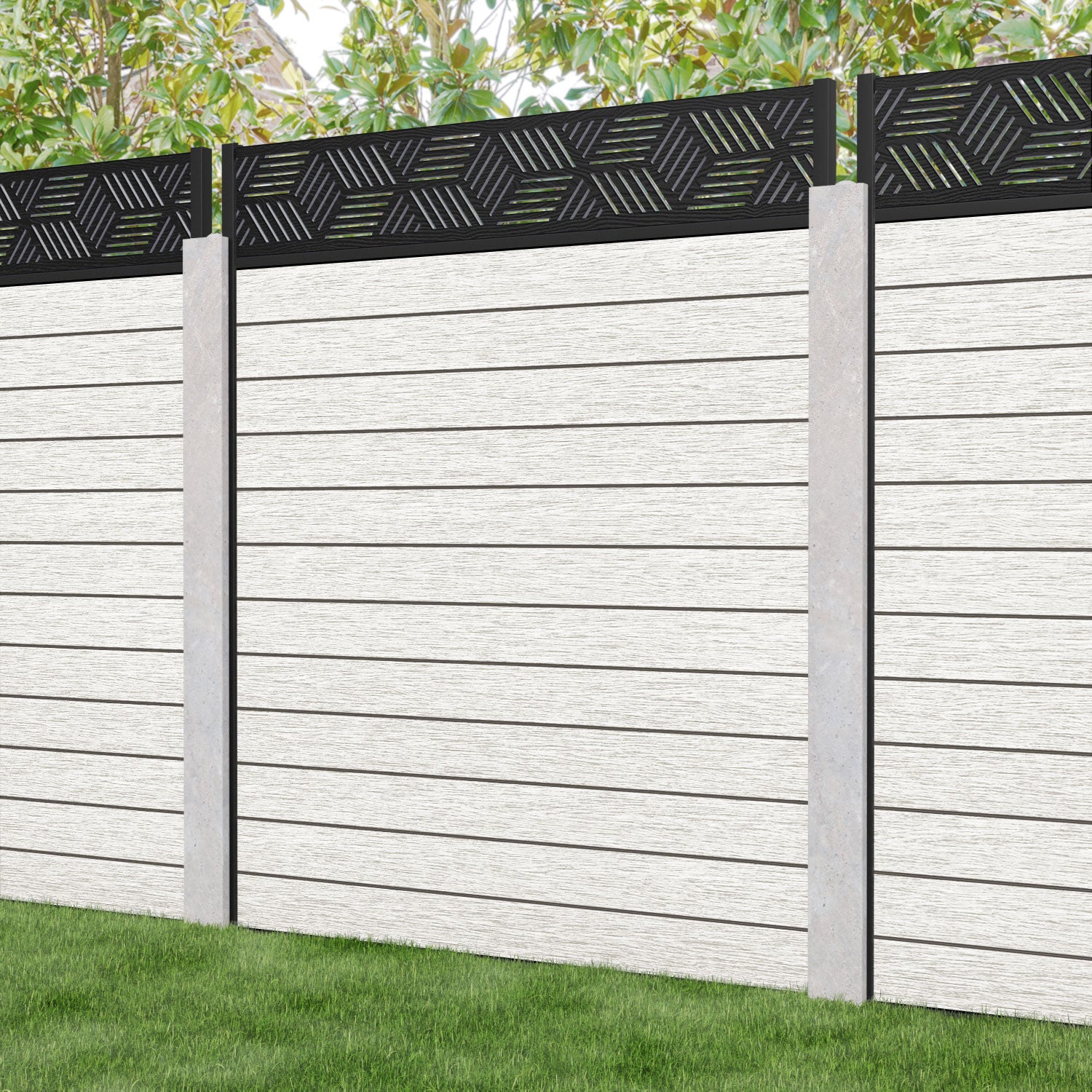 Fusion Cubed Fence Panel - Light Stone - for existing concrete posts
