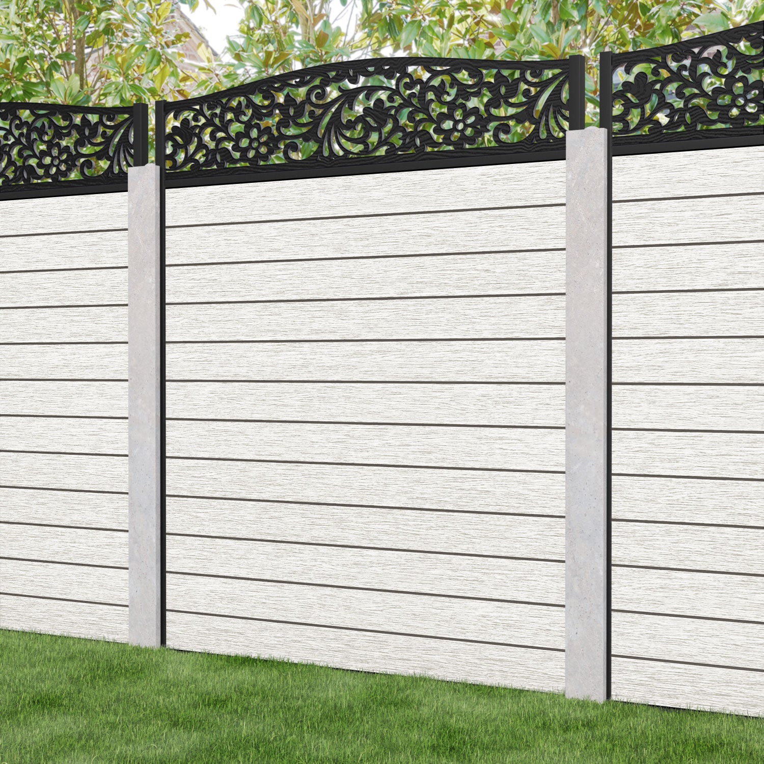 Fusion Eden Curved Top Fence Panel - Light Stone - for existing concrete posts