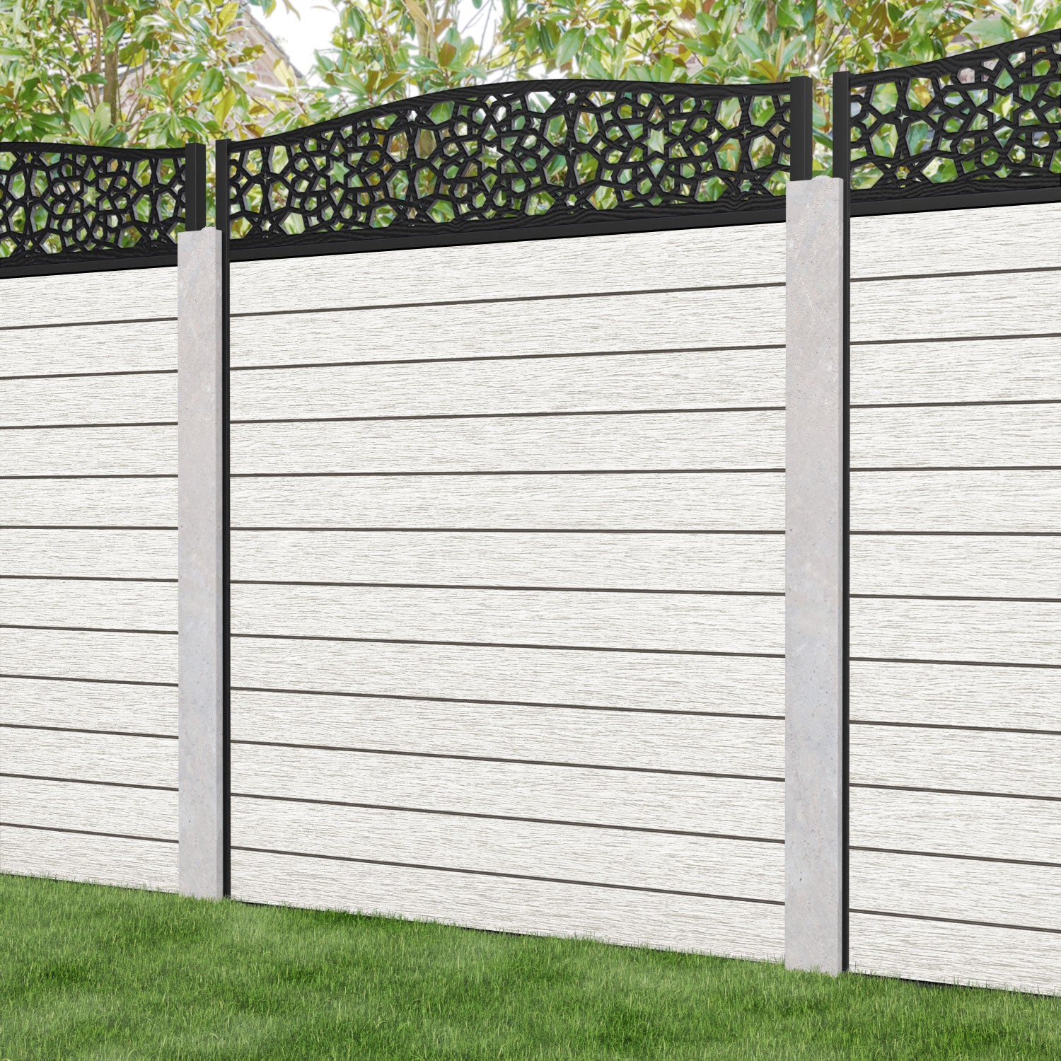 Fusion Nazira Curved Top Fence Panel - Light Stone - for existing concrete posts
