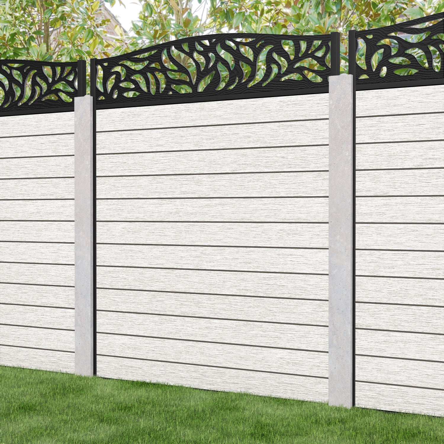 Fusion Plume Curved Top Fence Panel - Light Stone - for existing concrete posts