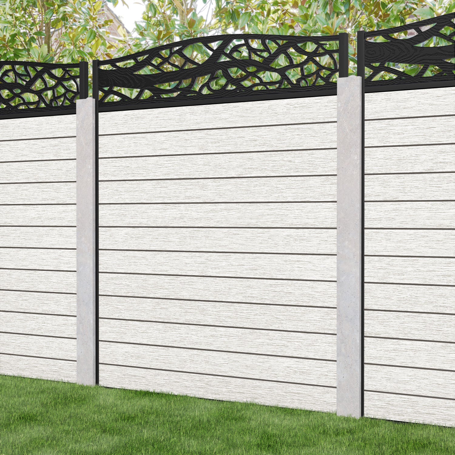 Fusion Twilight Curved Top Fence Panel - Light Stone - for existing concrete posts