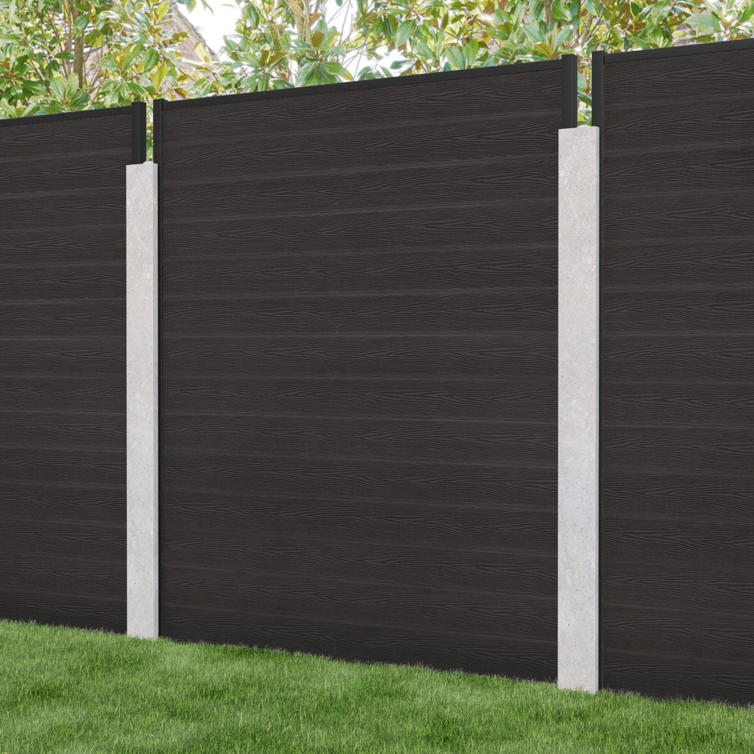 Classic Fence Panel - Dark Oak - for existing concrete posts