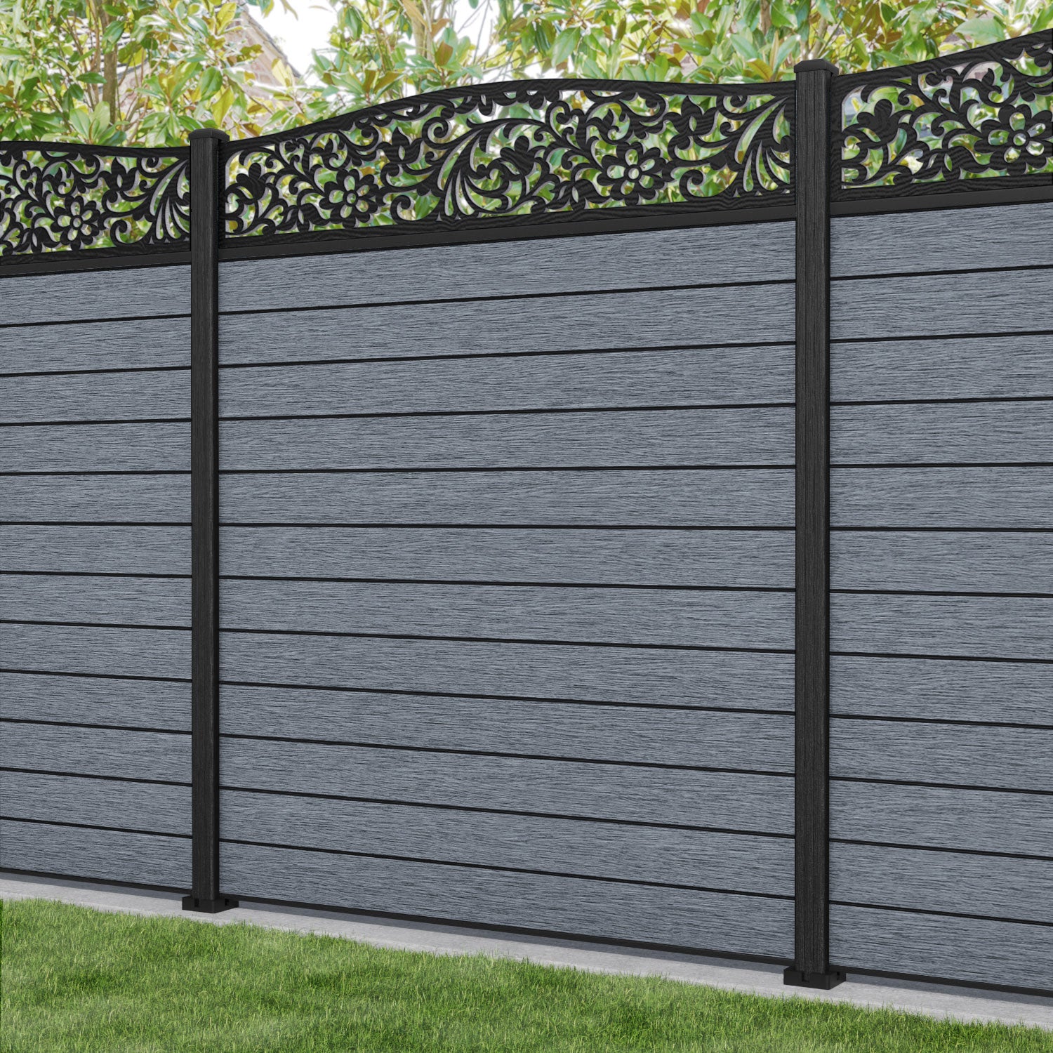 Fusion Eden Curved Top Fence Panel - Anthracite - with our composite posts