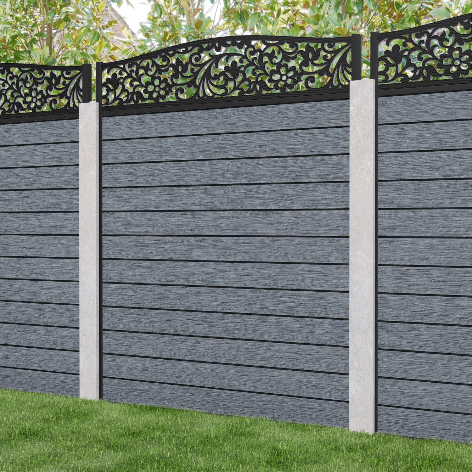 Fusion Eden Curved Top Fence Panel - Anthracite - for existing concrete posts