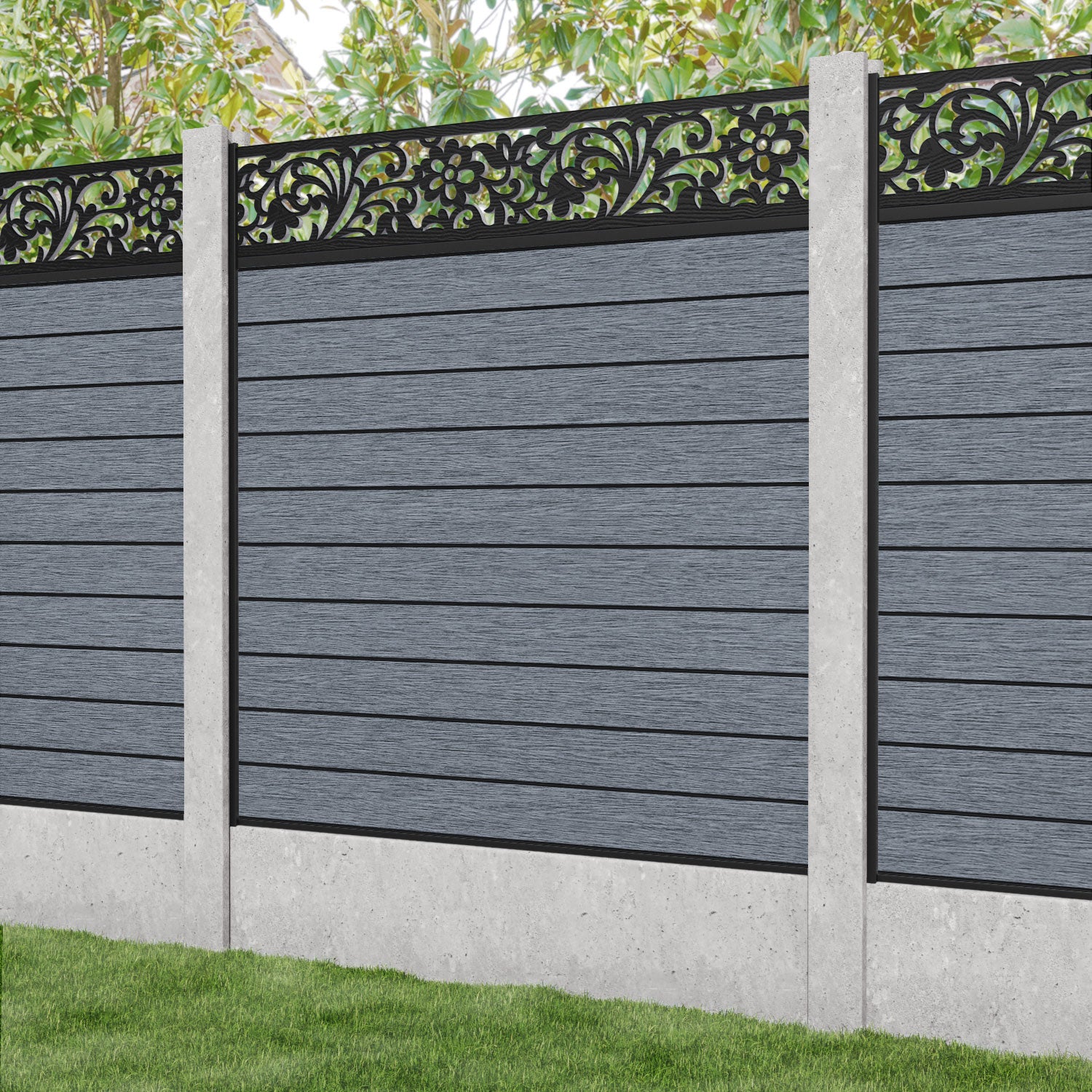 Fusion Eden Fence Panel - Anthracite - for existing concrete posts