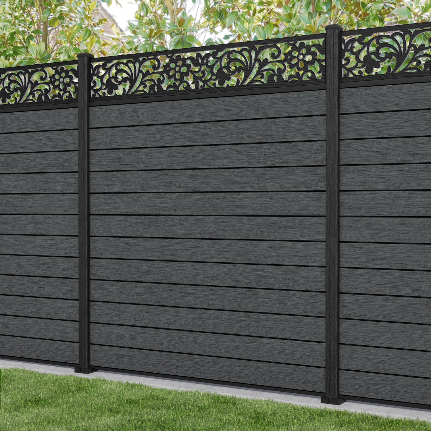 Fusion Eden Fence Panel - Dark Grey - with our composite posts