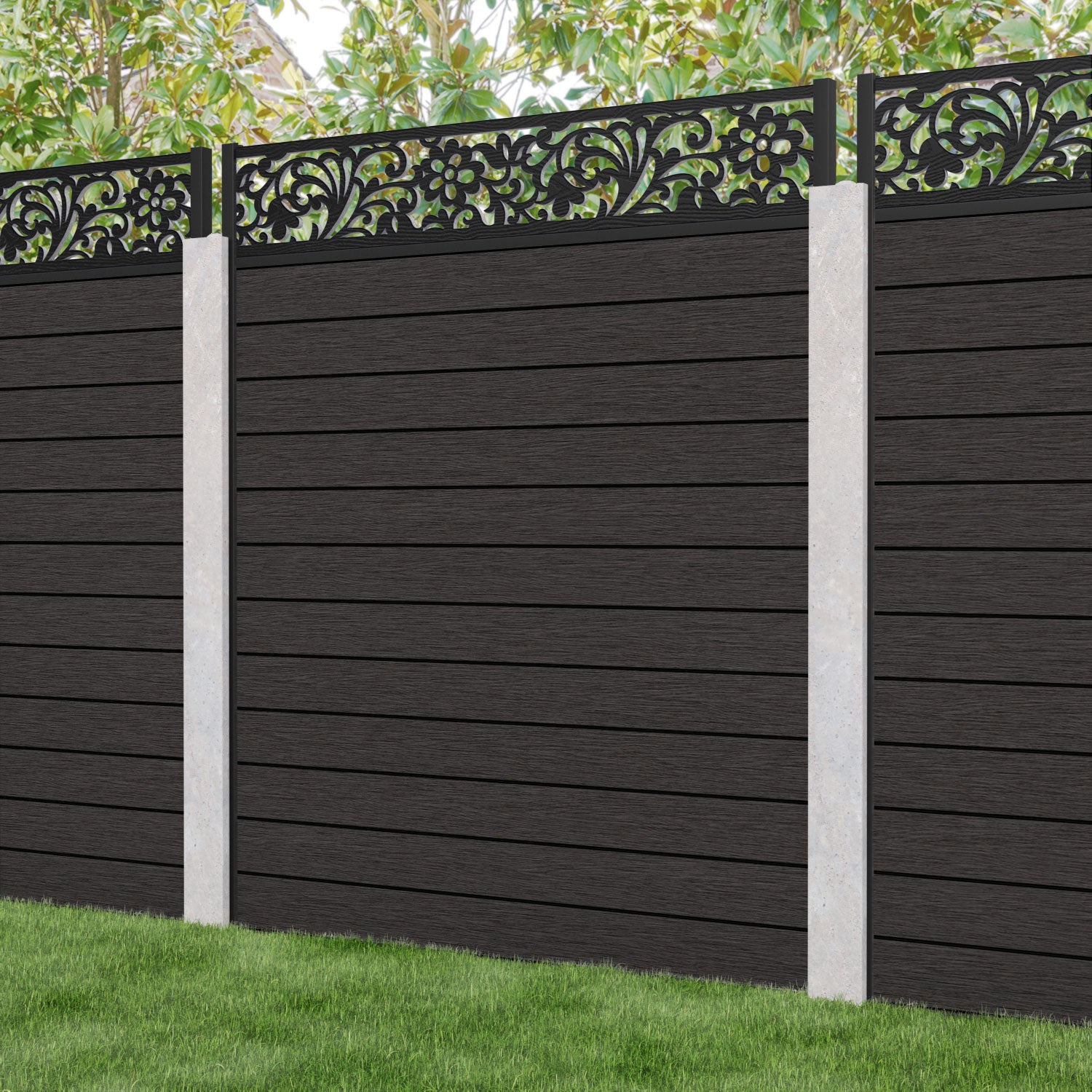 Fusion Eden Fence Panel - Dark Oak - for existing concrete posts