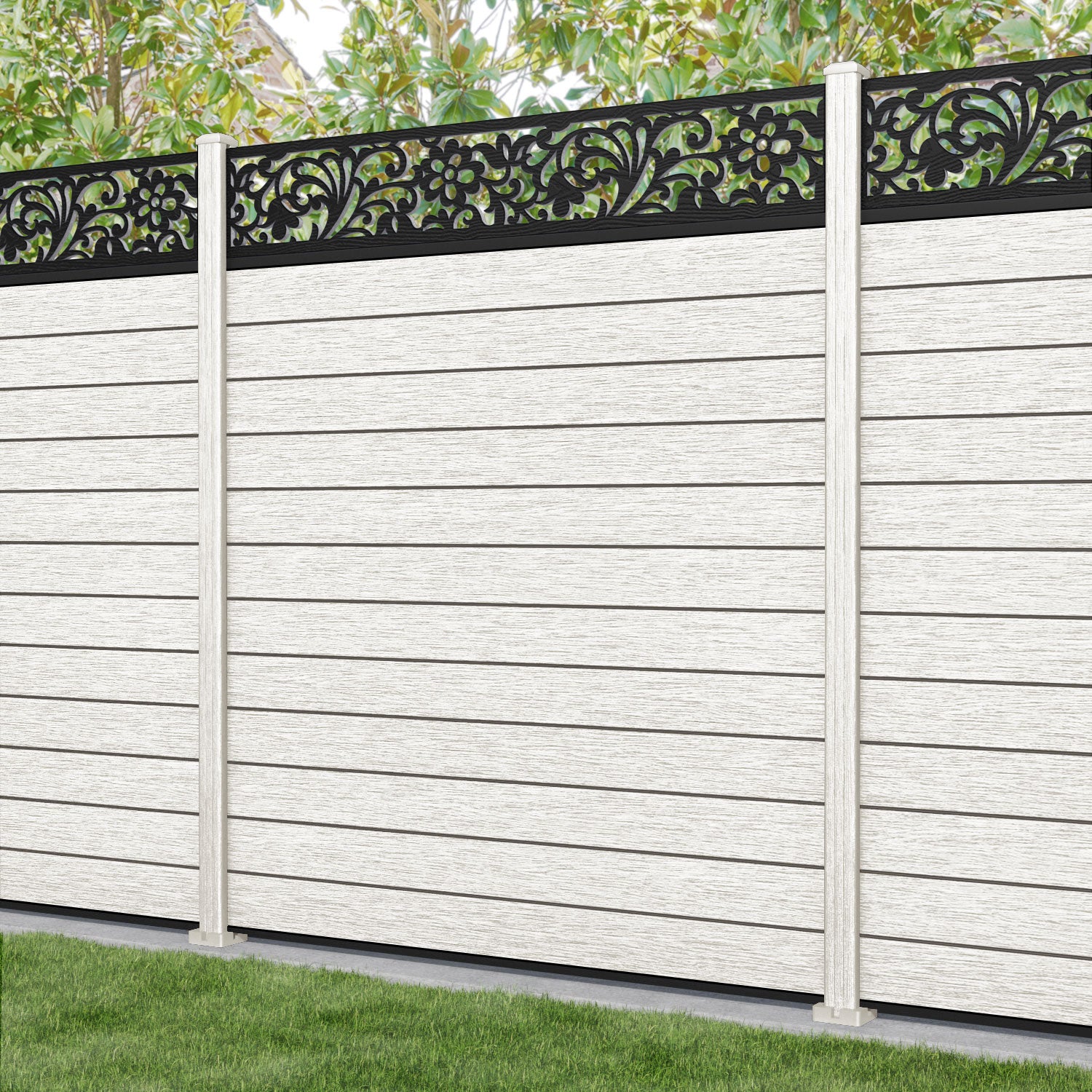 Fusion Eden Fence Panel - Light Stone - with our composite posts