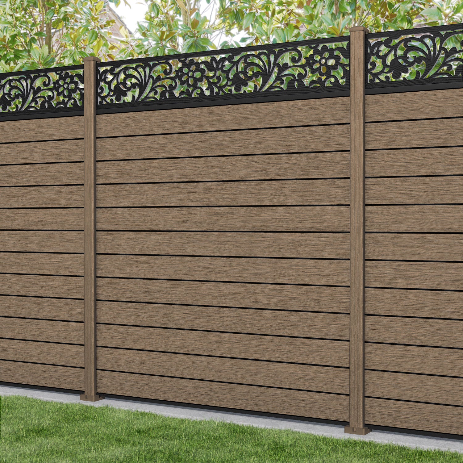 Fusion Eden Fence Panel - Teak - with our composite posts