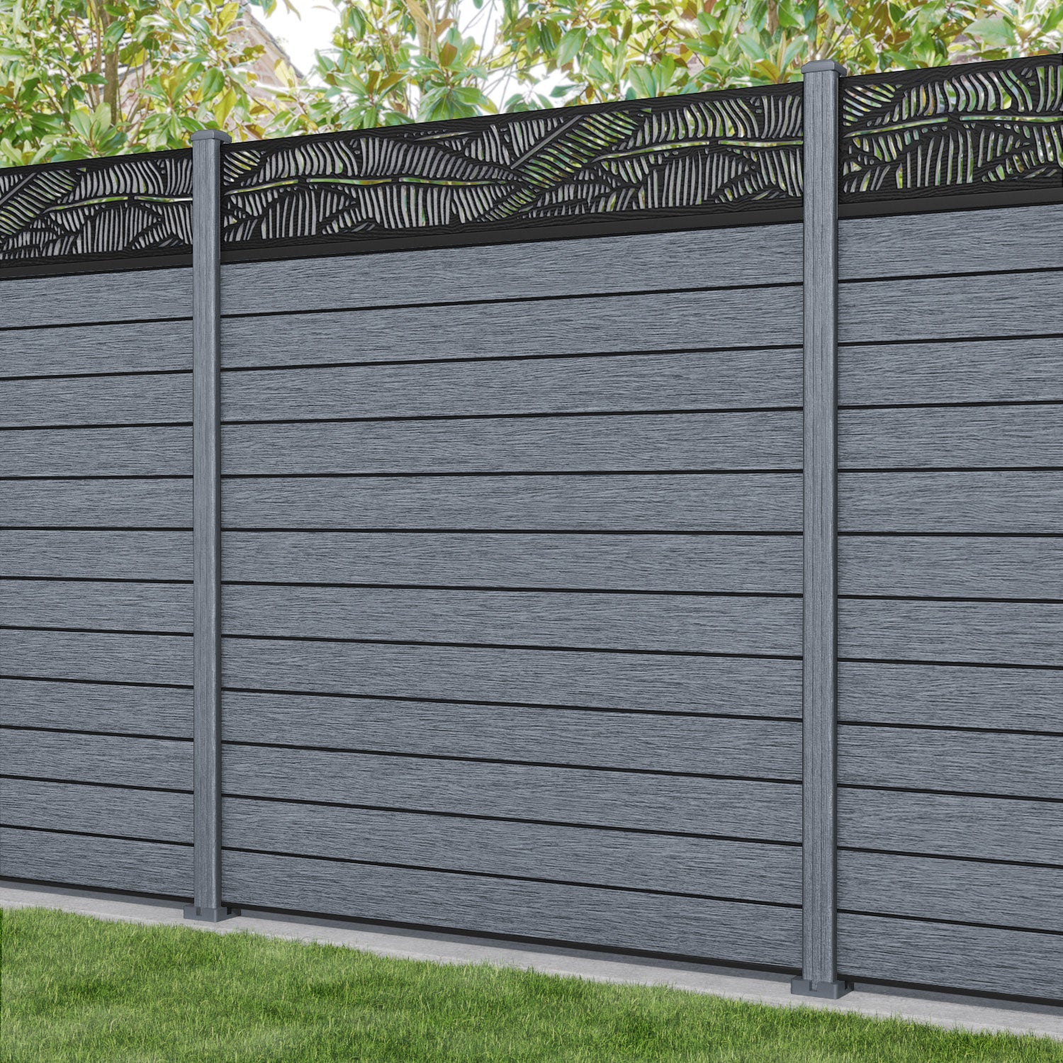 Fusion Feather Fence Panel - Anthracite - with our composite posts