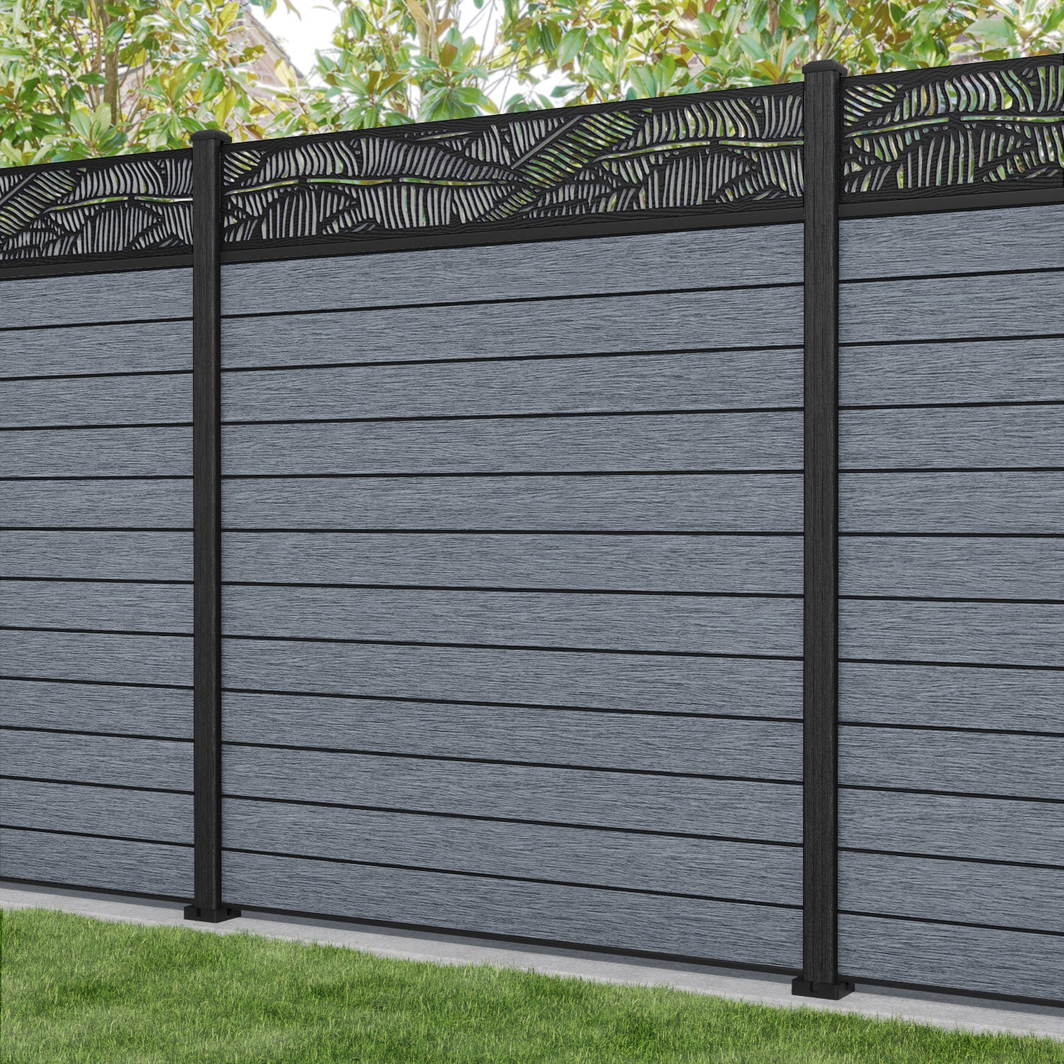 Fusion Feather Fence Panel - Anthracite - with our composite posts