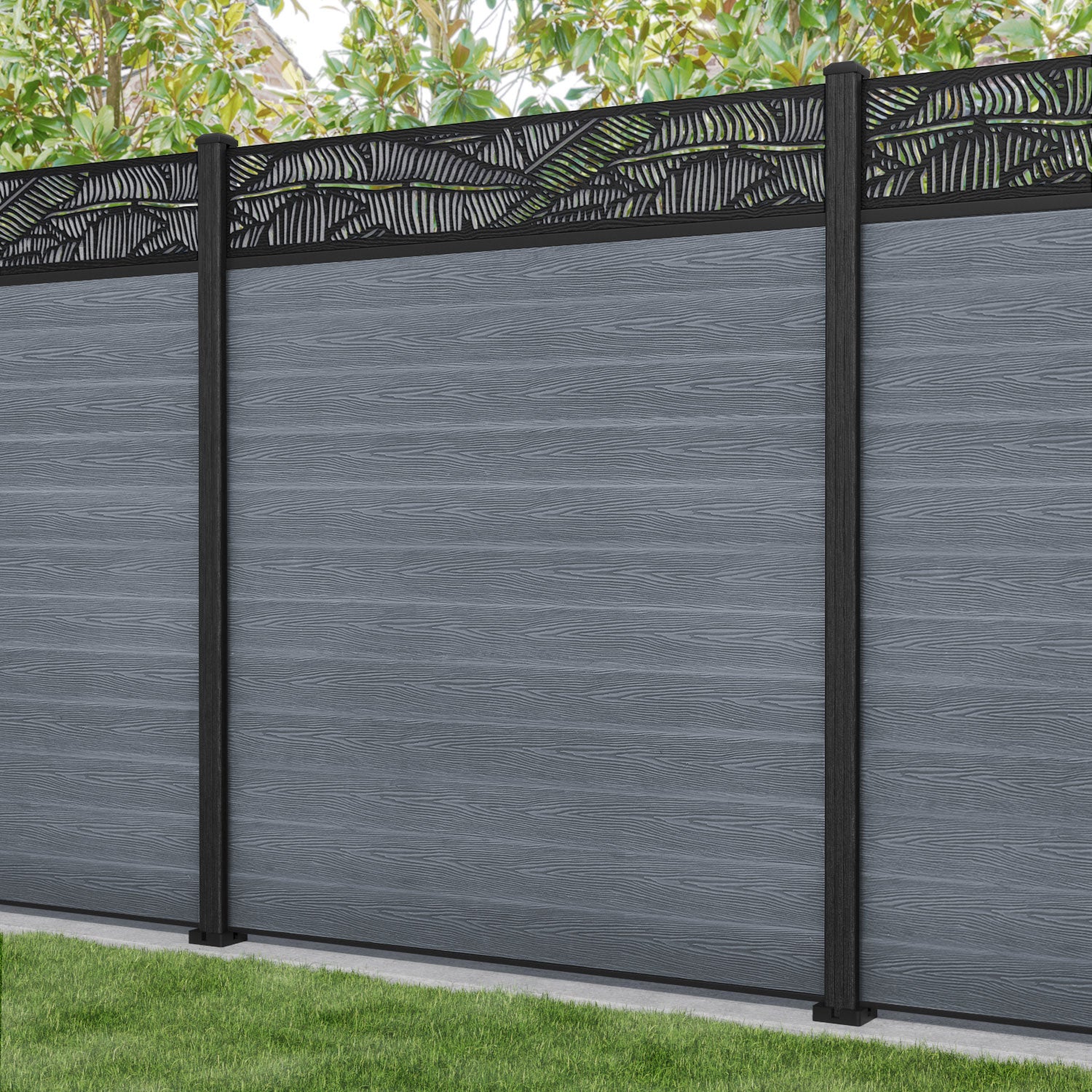Classic Feather Fence Panel - Anthracite - with our composite posts