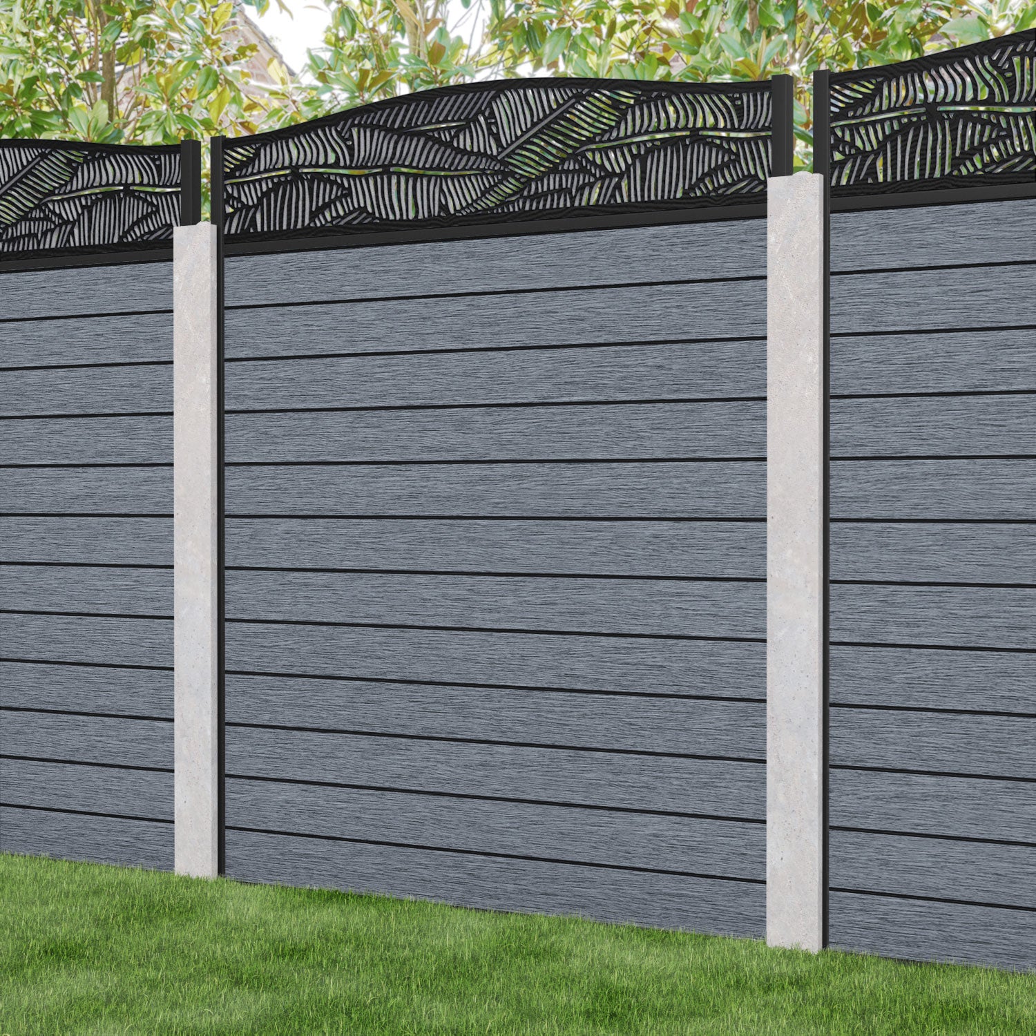 Fusion Feather Curved Top Fence Panel - Anthracite - for existing concrete posts