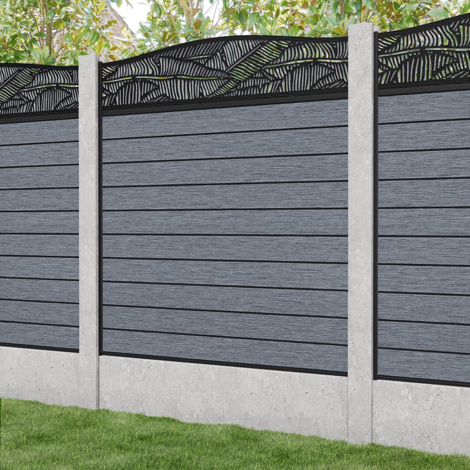 Fusion Feather Curved Top Fence Panel - Anthracite - for existing concrete posts