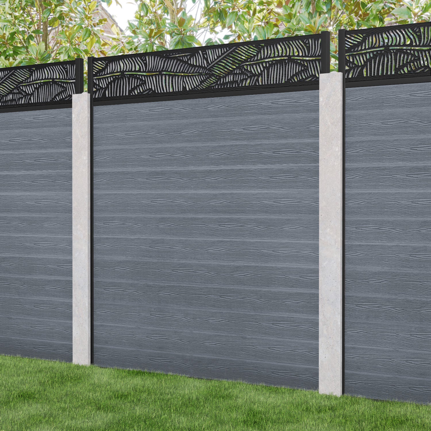 Classic Feather Fence Panel - Anthracite - for existing concrete posts