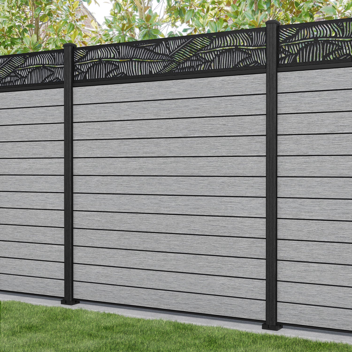 Fusion Feather Fence Panel - Light Grey - with our composite posts