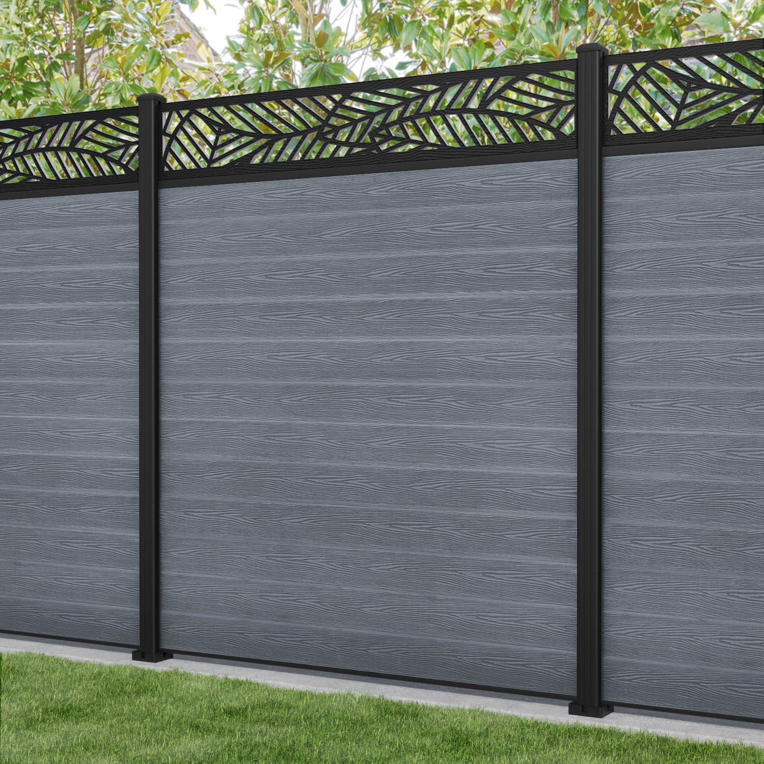 Classic Habitat Fence Panel - Anthracite - with our aluminium posts