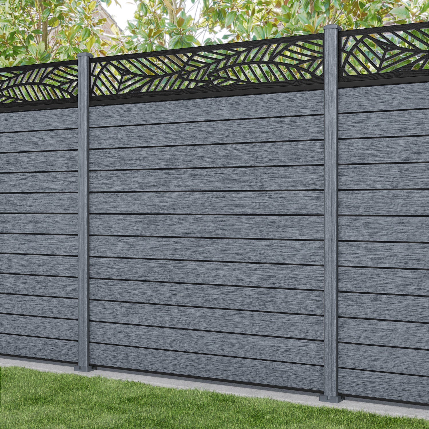 Fusion Habitat Fence Panel - Anthracite - with our composite posts