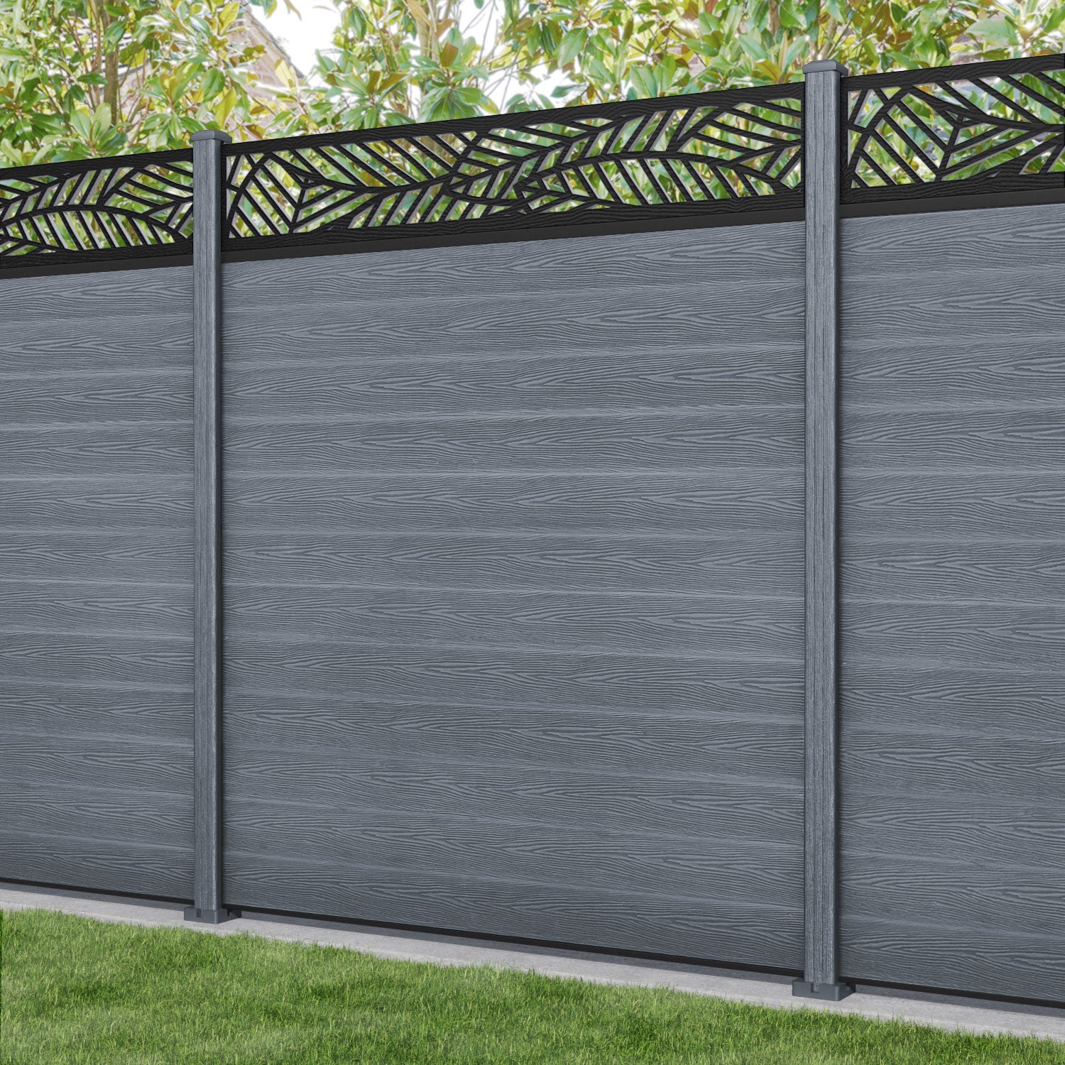Classic Habitat Fence Panel - Anthracite - with our composite posts