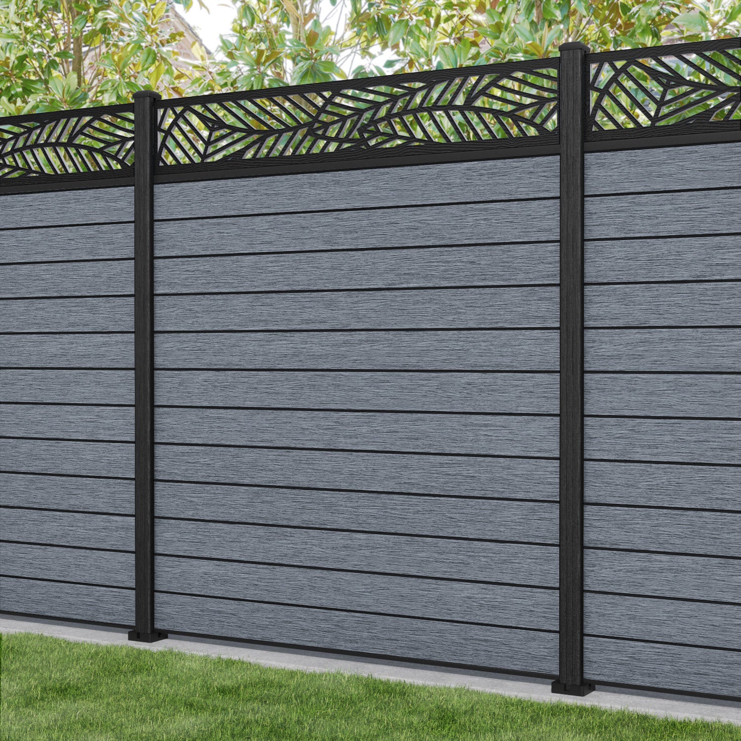 Fusion Habitat Fence Panel - Anthracite - with our composite posts