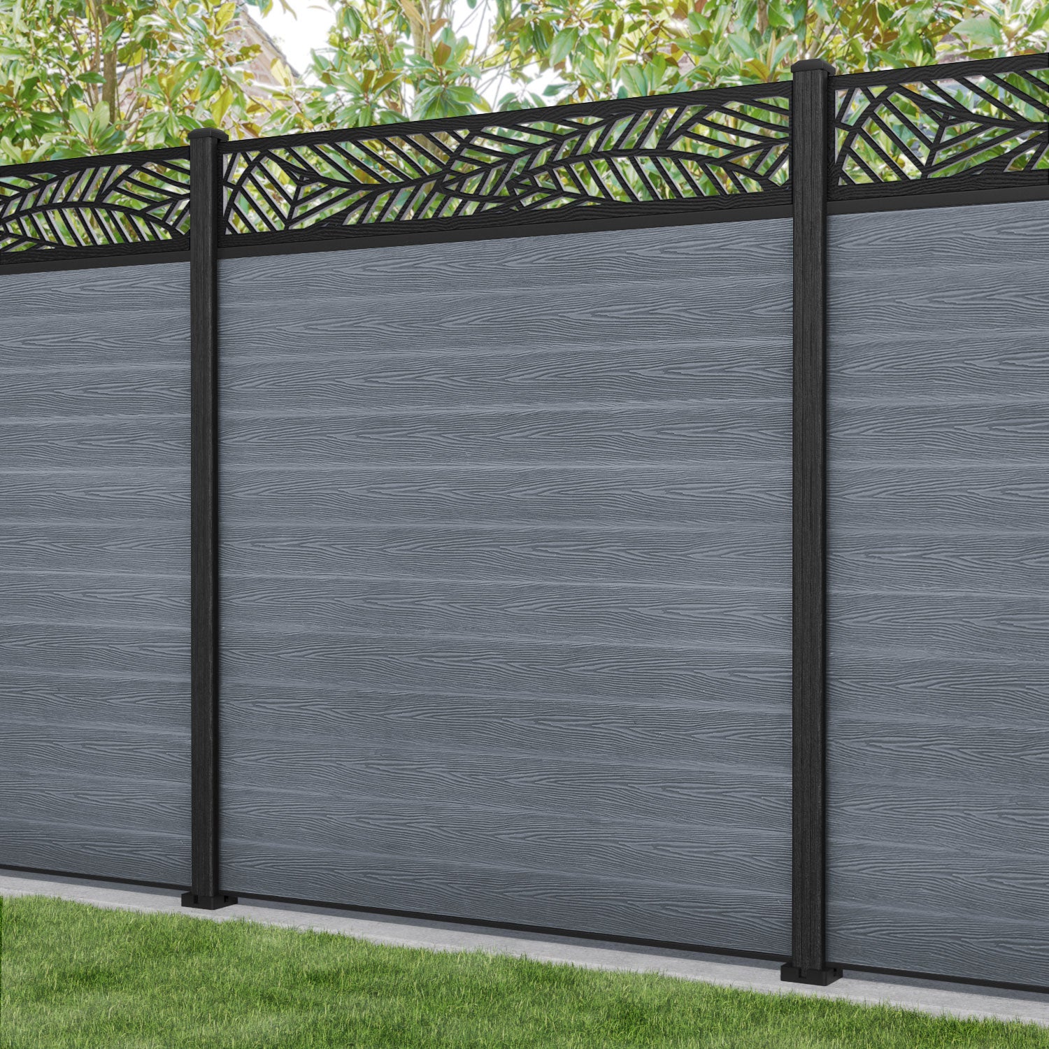 Classic Habitat Fence Panel - Anthracite - with our composite posts
