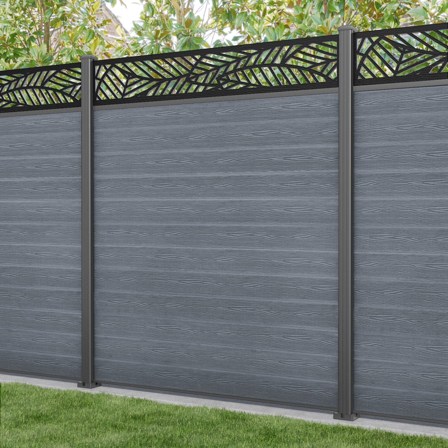 Classic Habitat Fence Panel - Anthracite - with our aluminium posts