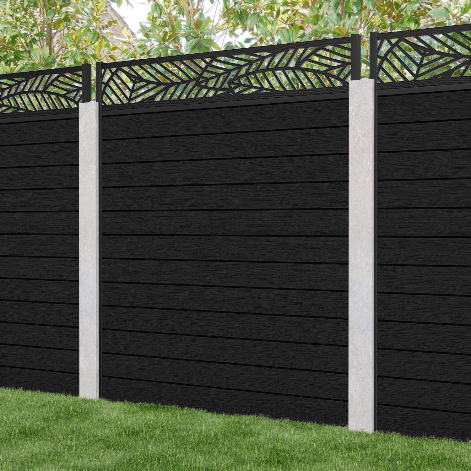 Fusion Habitat Fence Panel - Black - for existing concrete posts