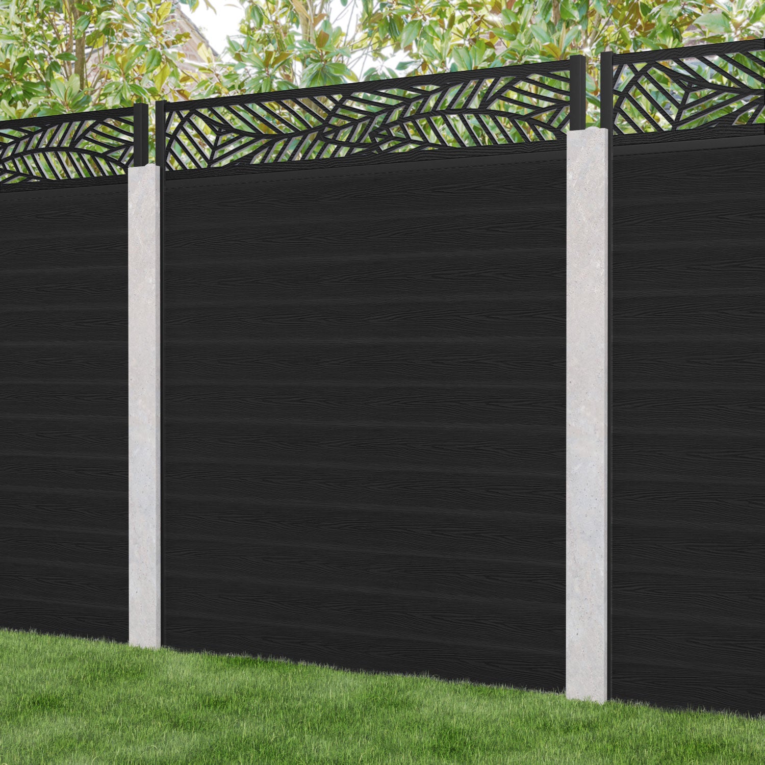 Classic Habitat Fence Panel - Black - for existing concrete posts