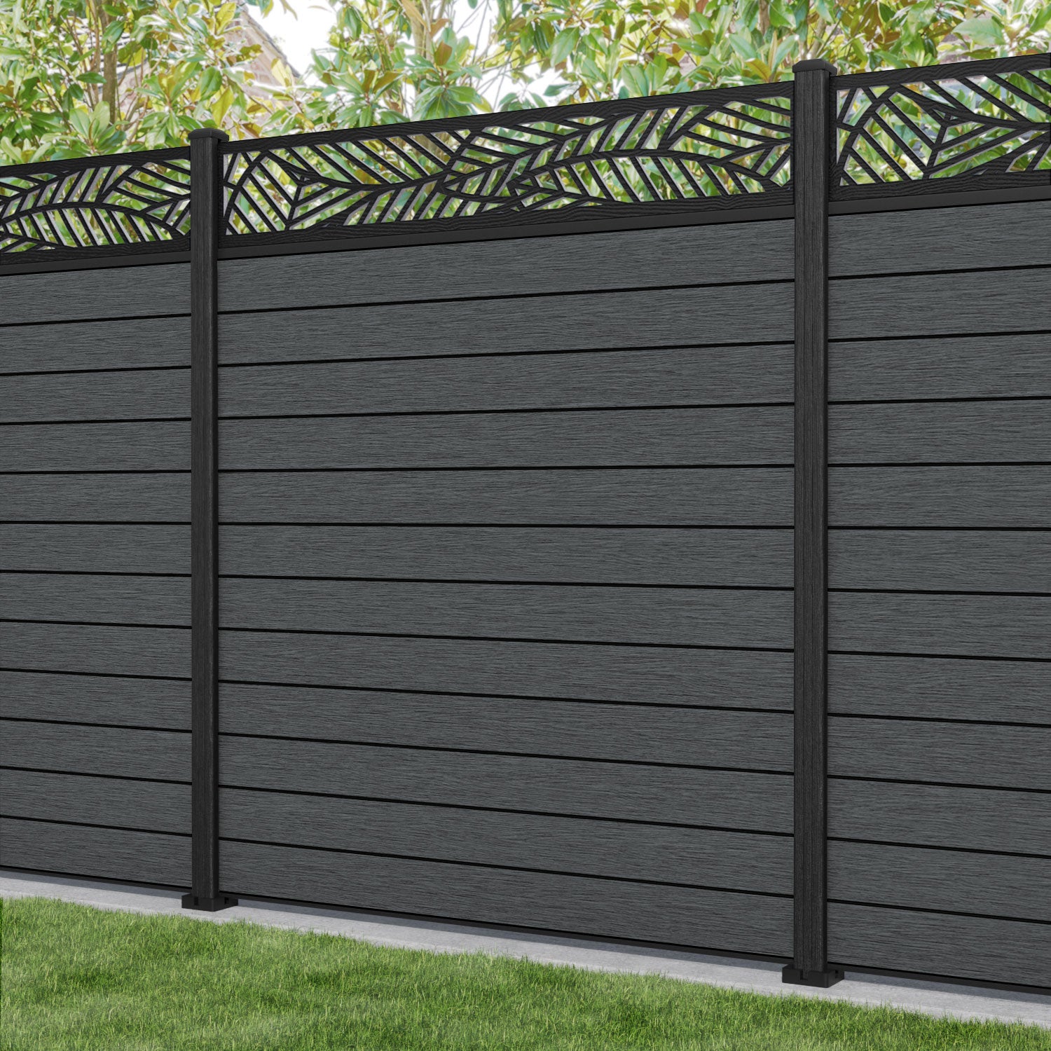 Fusion Habitat Fence Panel - Dark Grey - with our composite posts