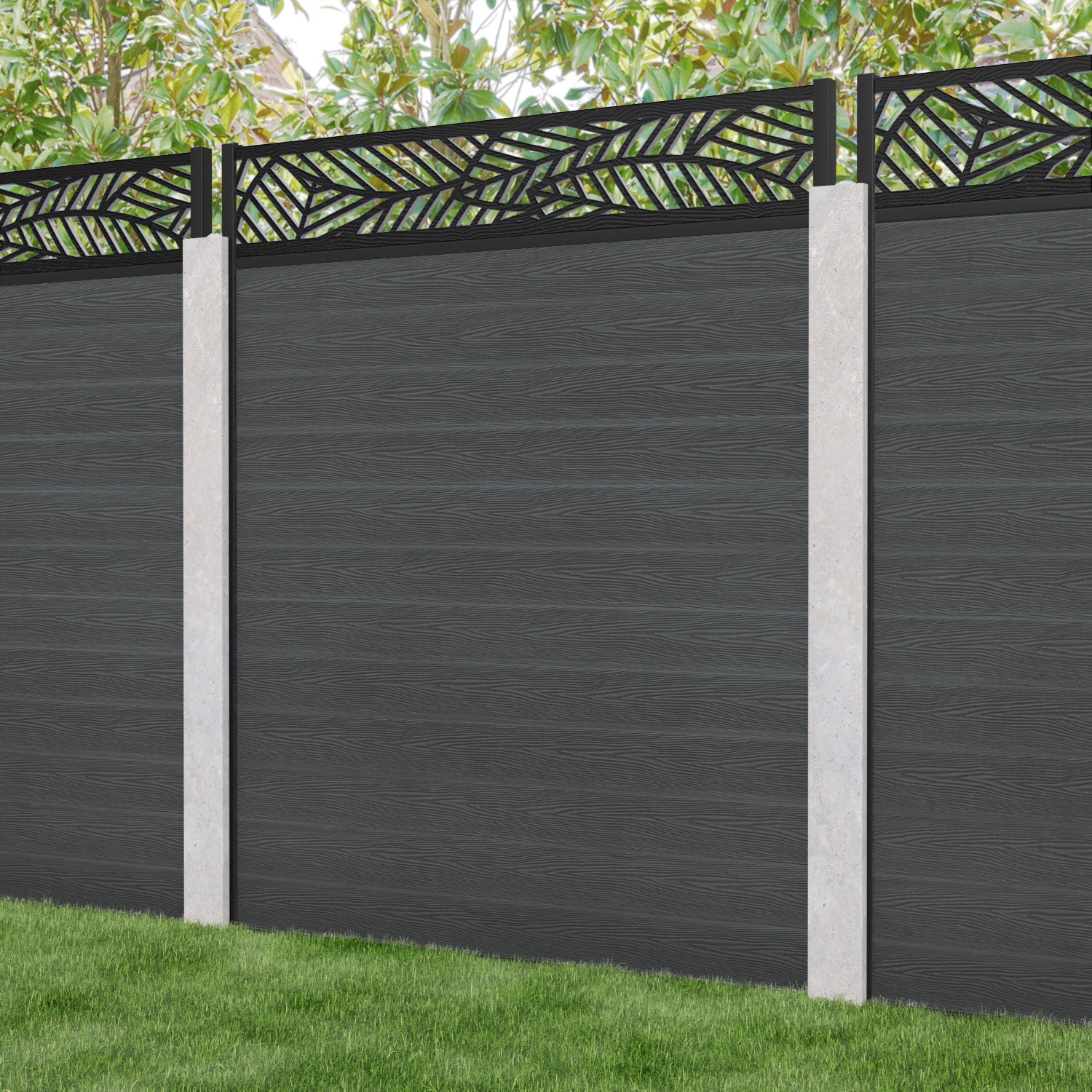 Classic Habitat Fence Panel - Dark Grey - for existing concrete posts